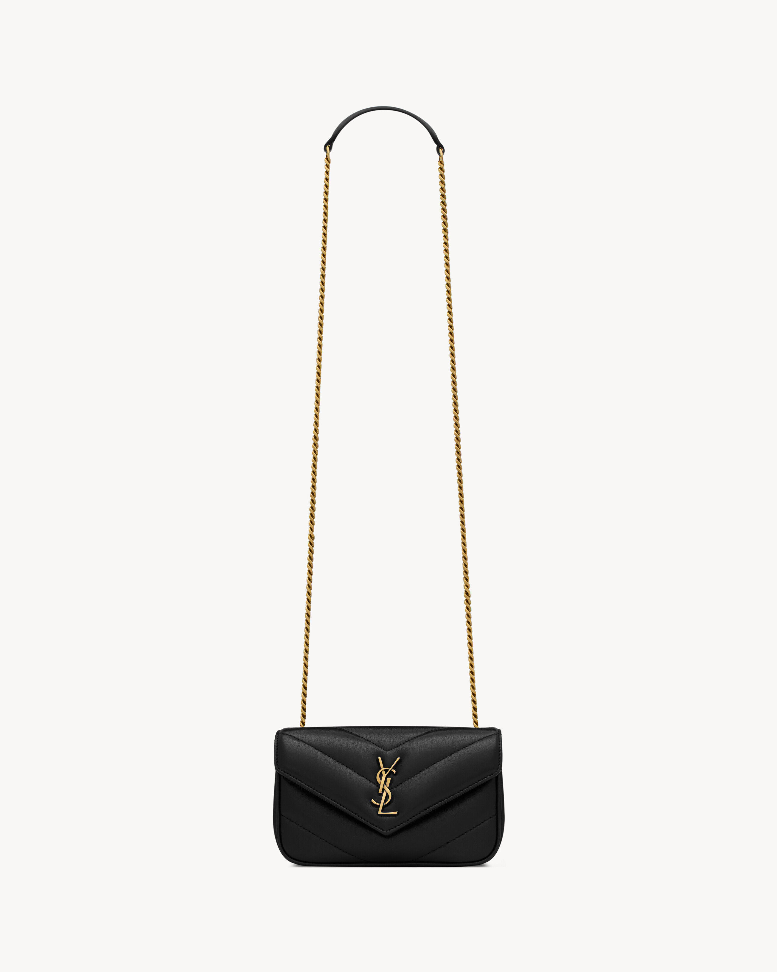 Saint Laurent Damen Schwarz Loulou Mini Aus Lammleder - U