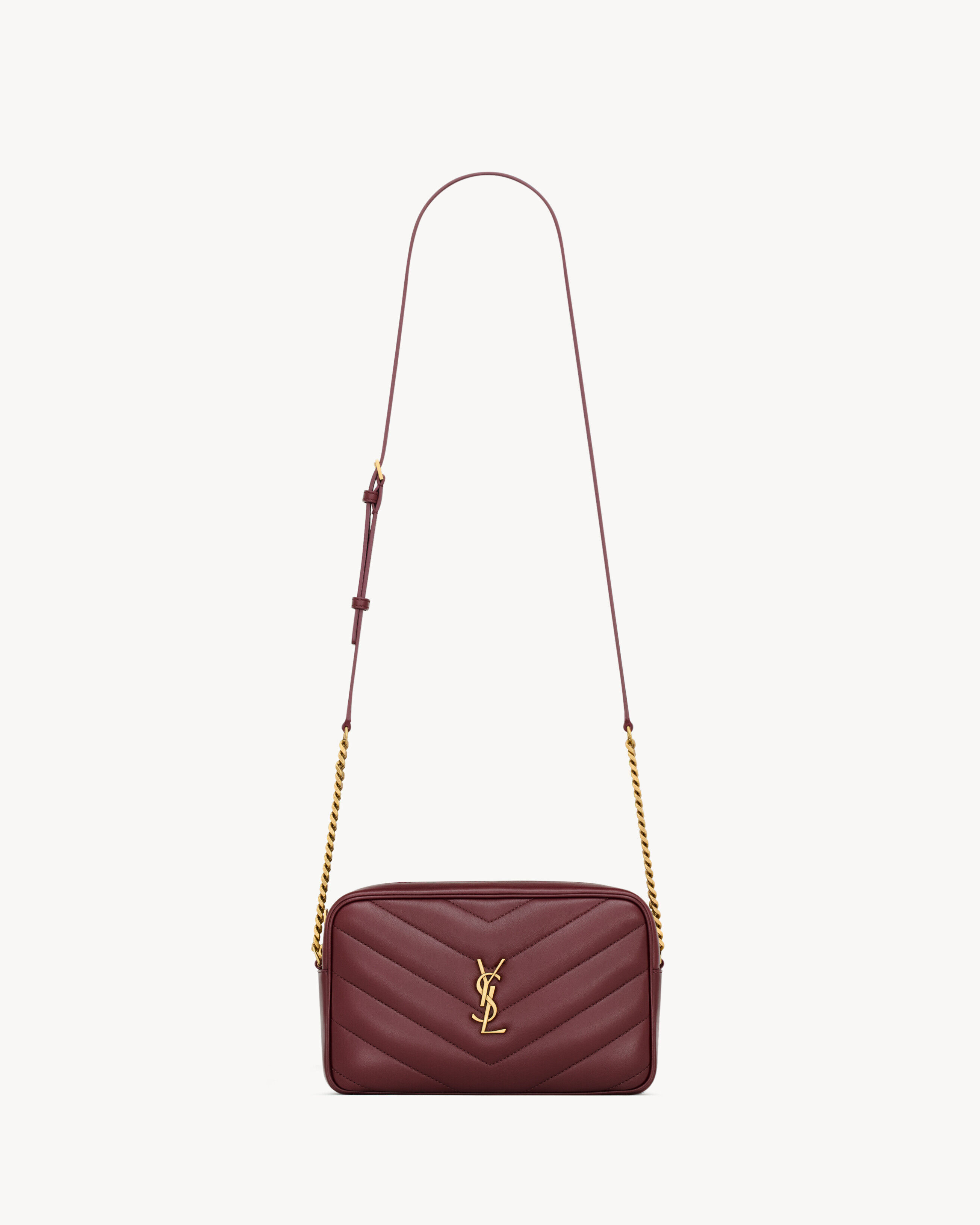 Saint Laurent Damen Loulou Kameratasche Aus Gestepptem Lammleder - Bordeaux - U