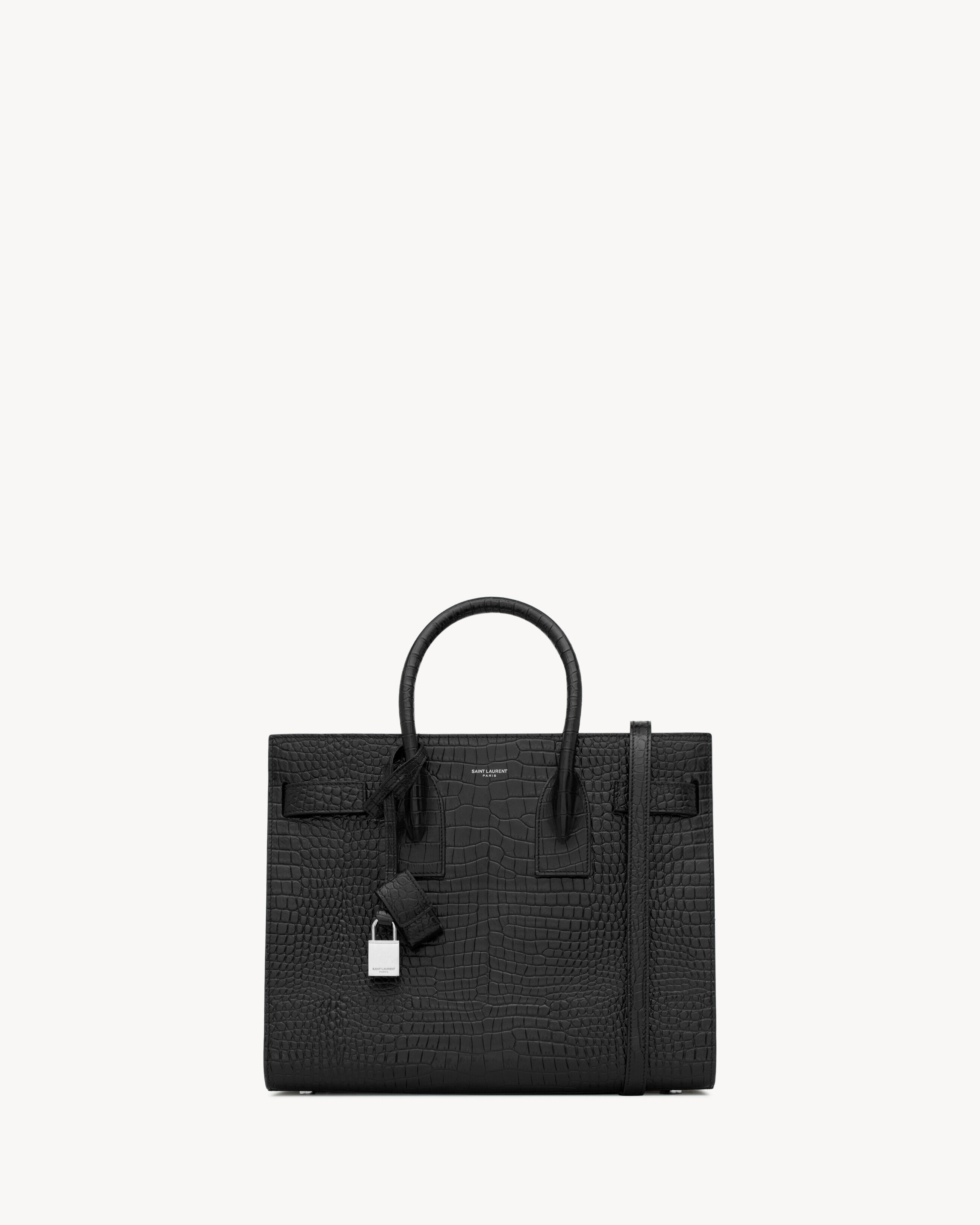 Saint Laurent Sac De Jour In Embossed Crocodile Leather - Small - Black - Women