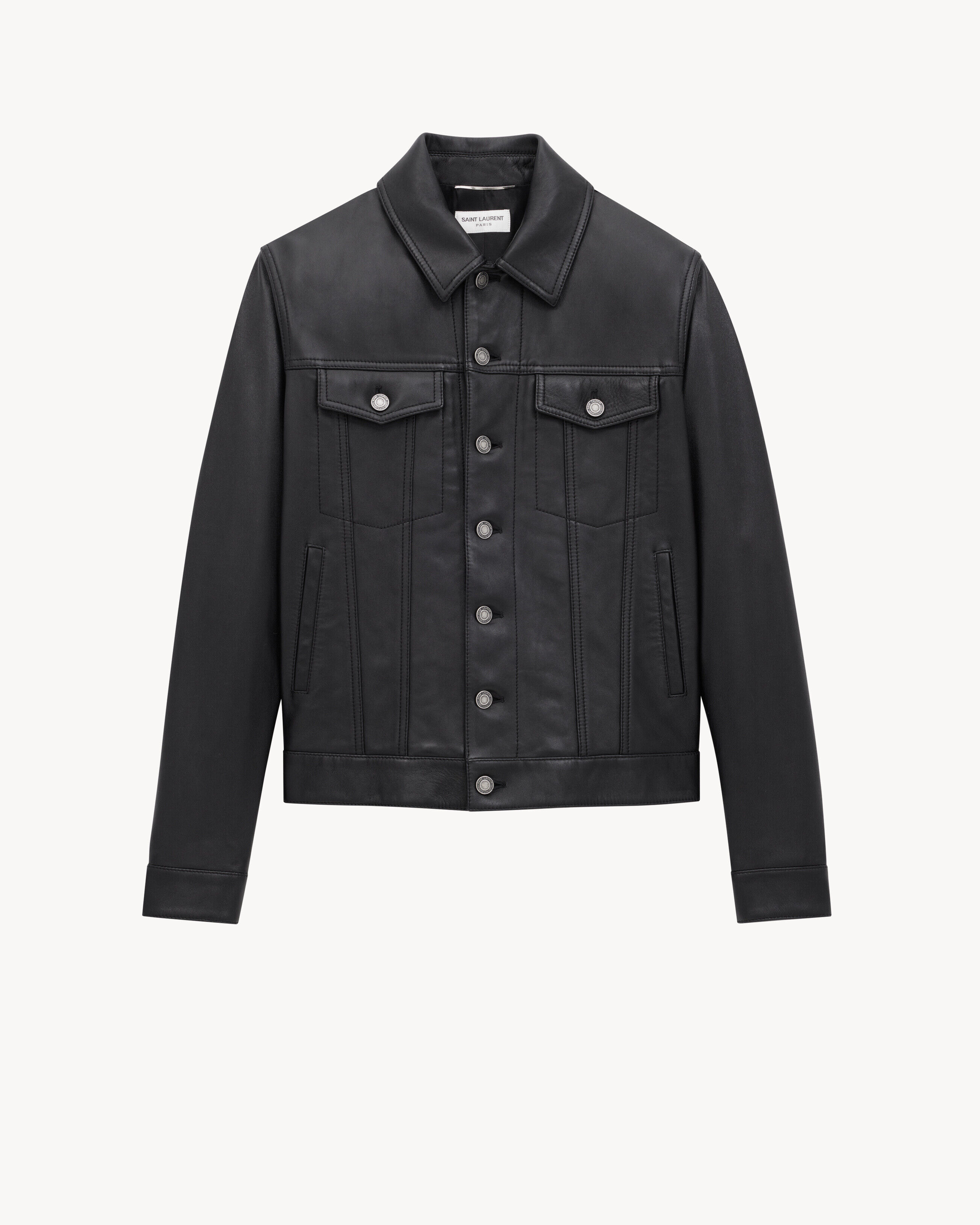 Saint Laurent Lambskin Denim Jacket - Black - Men - 56