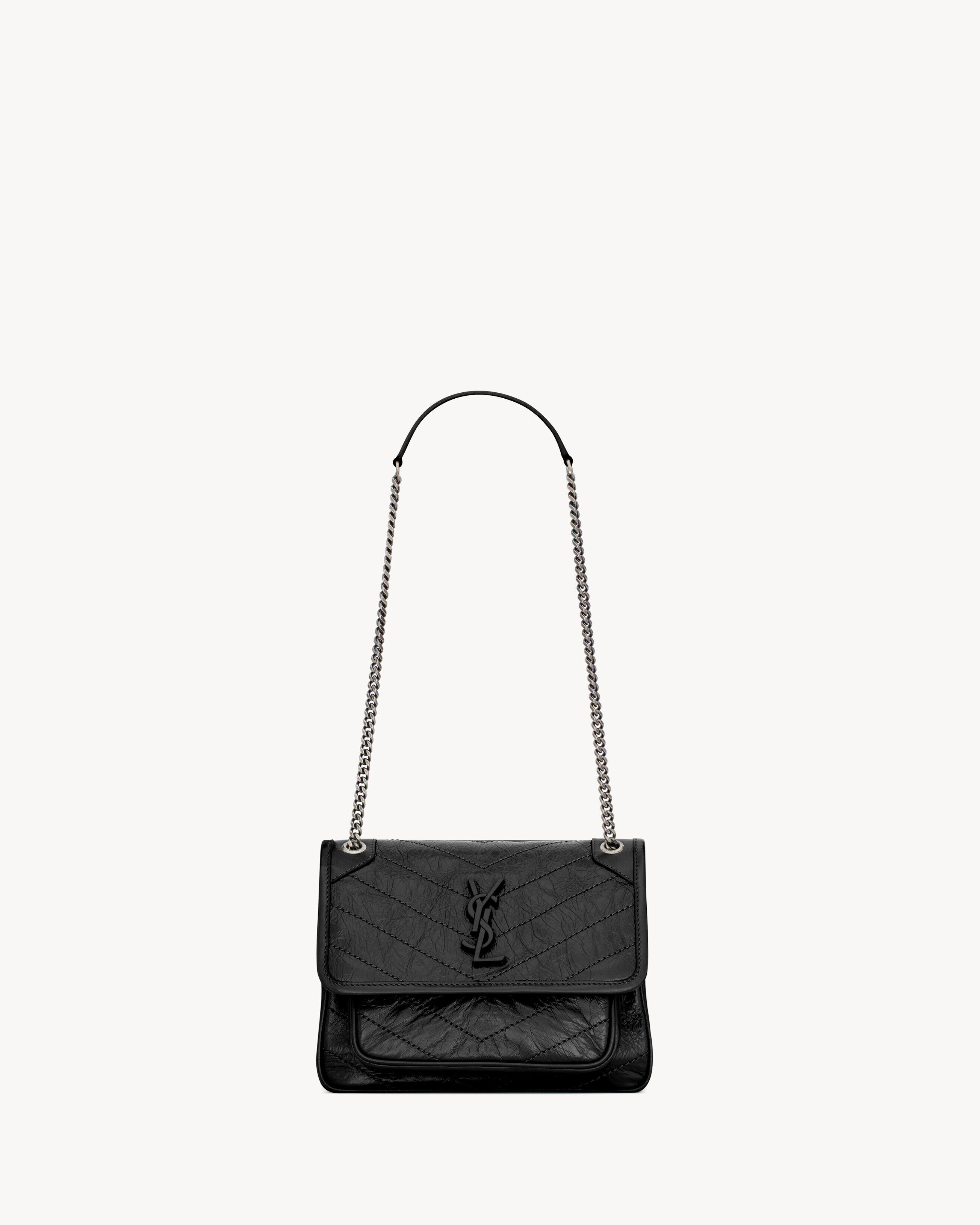 Saint Laurent Niki Baby In Vintage Leather - Black - Women