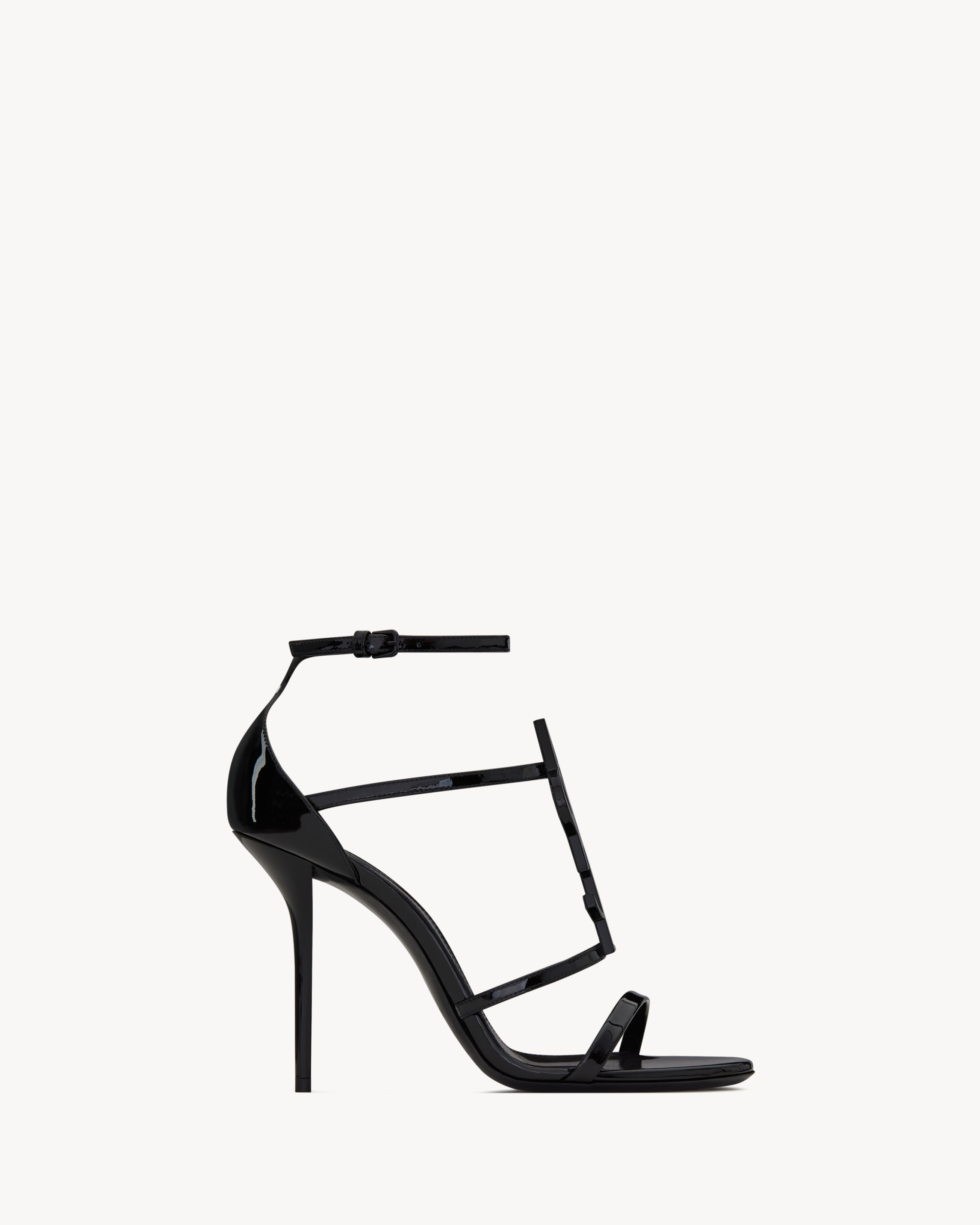 Saint Laurent Cassandra Sandals In Patent Leather - Black - Women - 34.5
