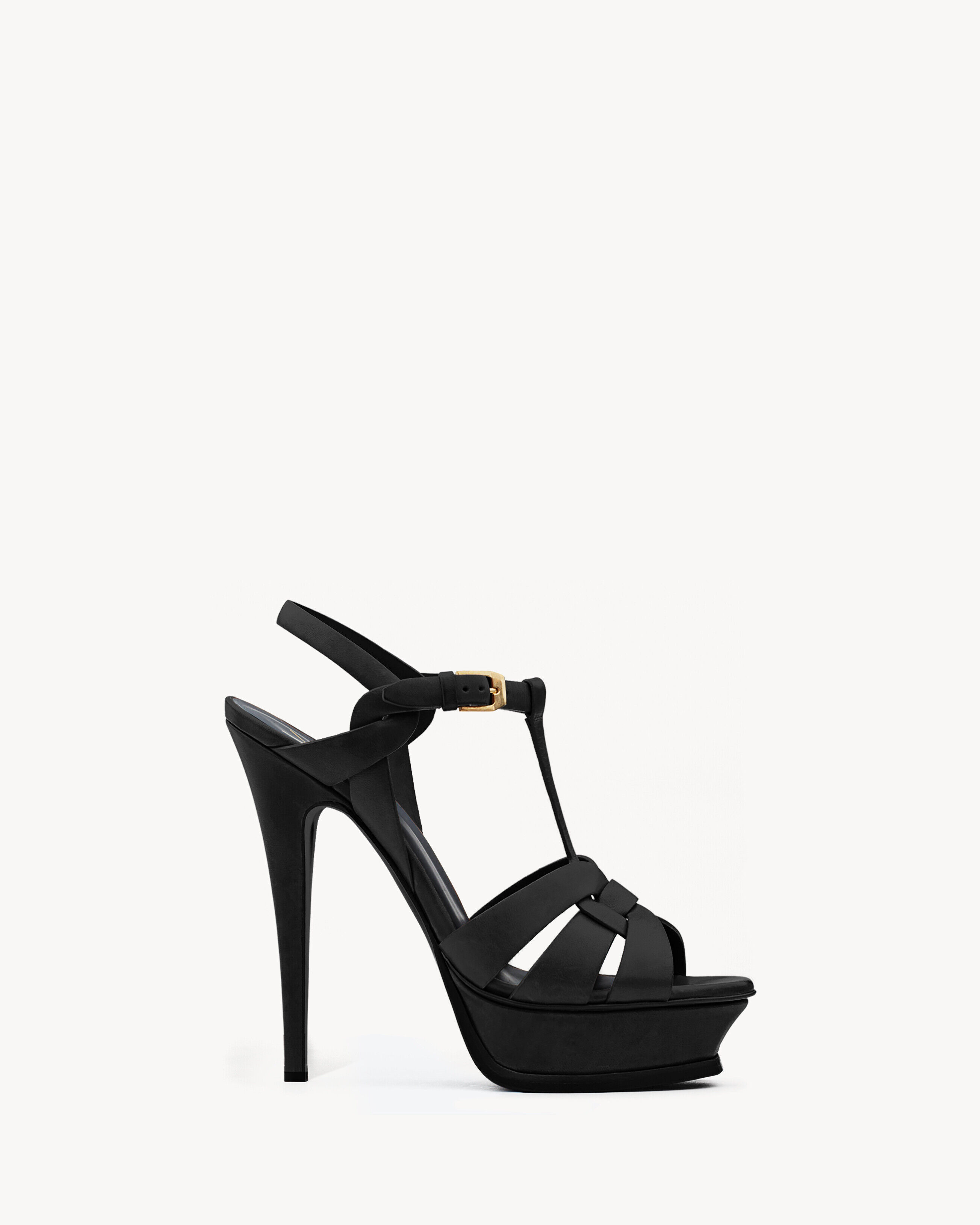 Saint Laurent Tribute Platform Sandals In Smooth Leather - Black - Women - 41.5