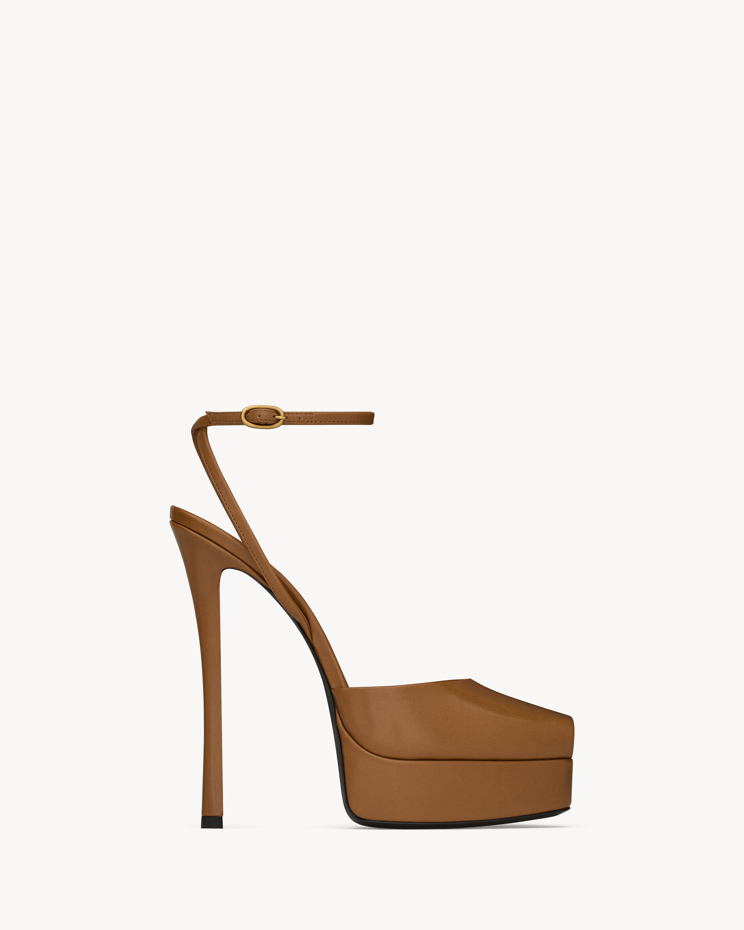 Saint Laurent La Scandale Platform Sandals In Smooth Leather - Beige - Women - 36