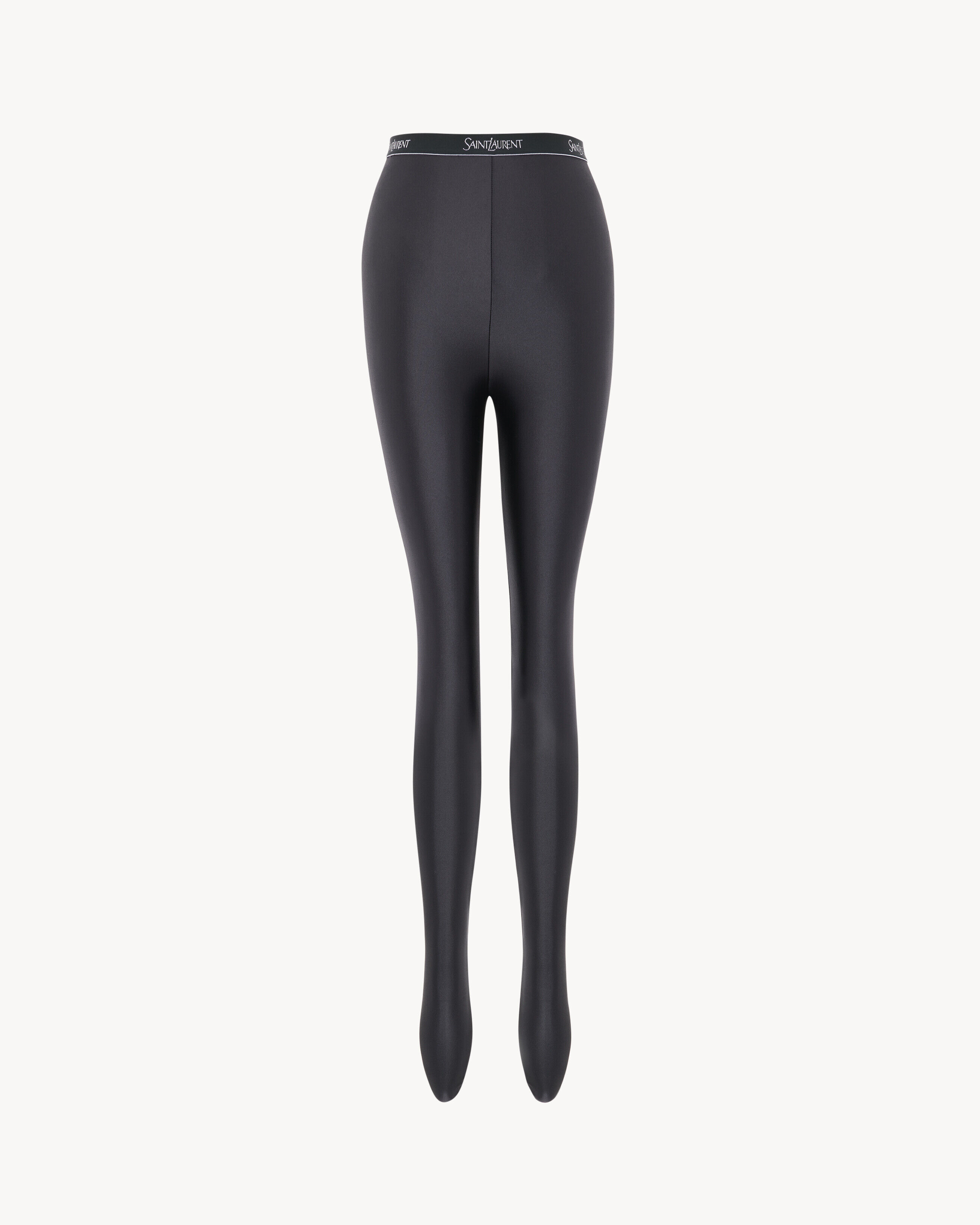 Saint Laurent Tights In Shiny Jersey - Black - Women - L