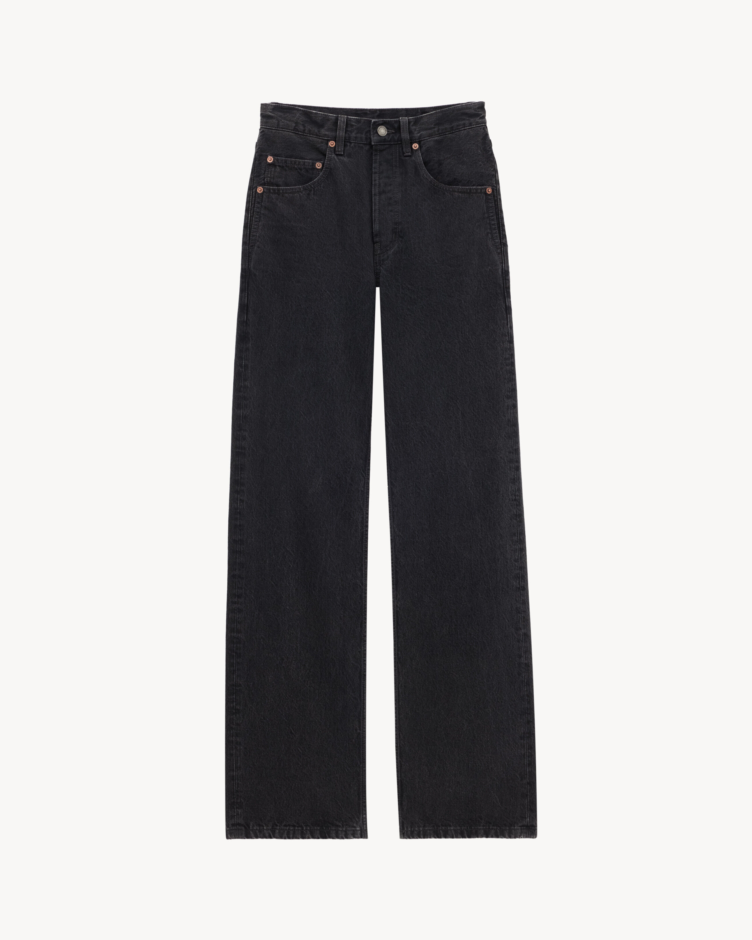 Saint Laurent Jeans Larghi Anni ’90 In Denim Black Rock - Nero - Donna - 44