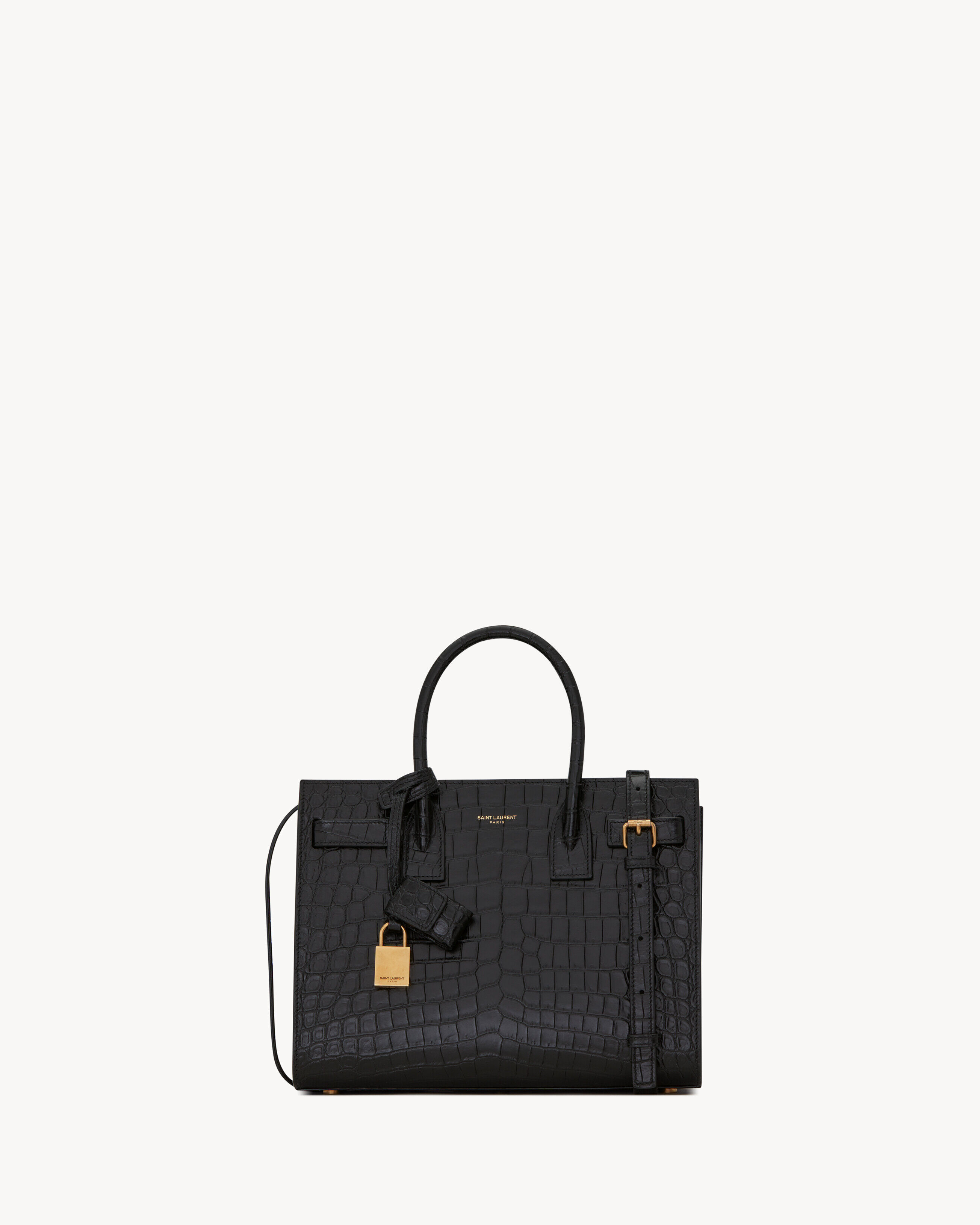 Saint Laurent Sac De Jour In Crocodile Embossed Leather - Baby - Black - Women