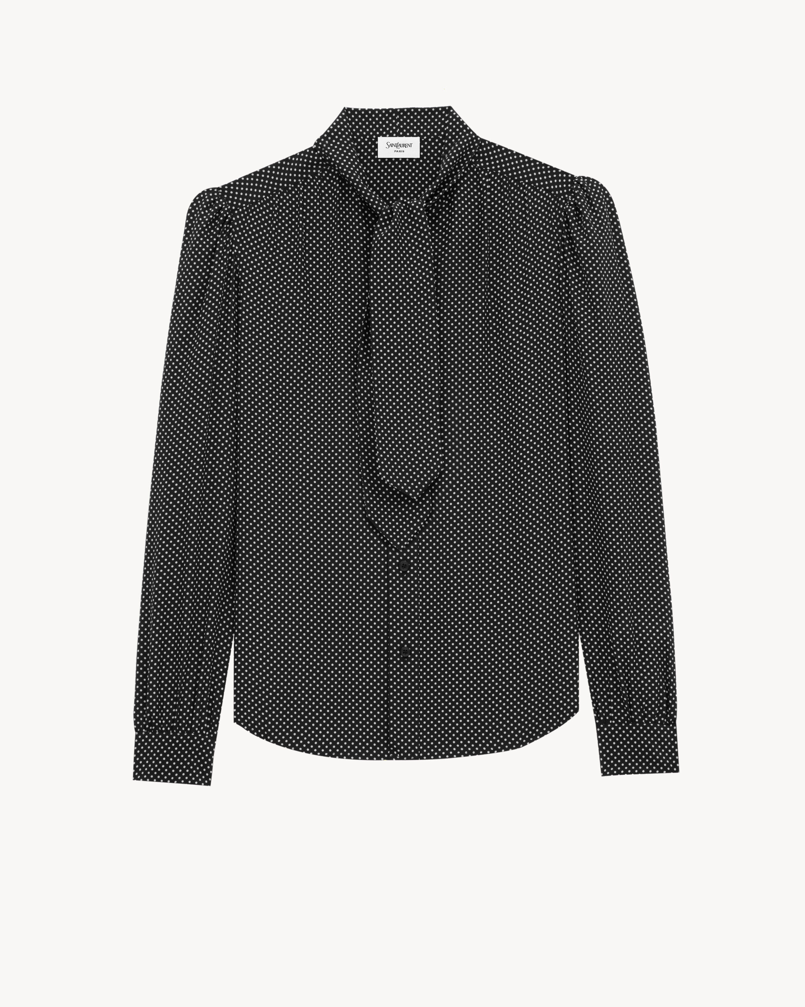 Saint Laurent Blouse En Soie À Pois - Noir - Homme - 40