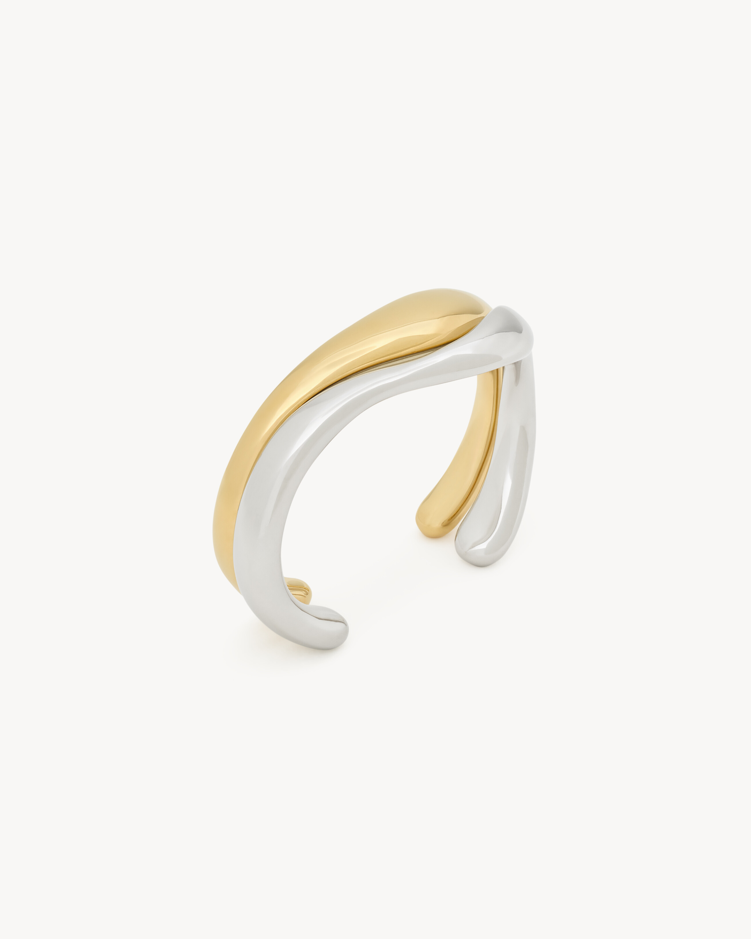 Saint Laurent Wavy Cuffs In Metal - Silver - Men - S
