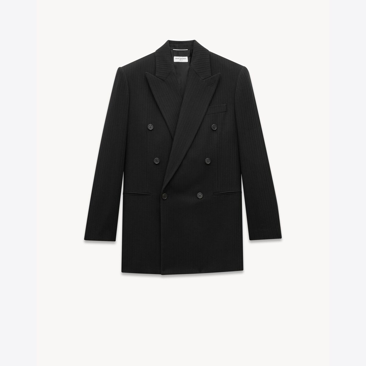 Saint Laurent Jacket In Striped Wool And Cashmere Flannel - Black - Men - 44
