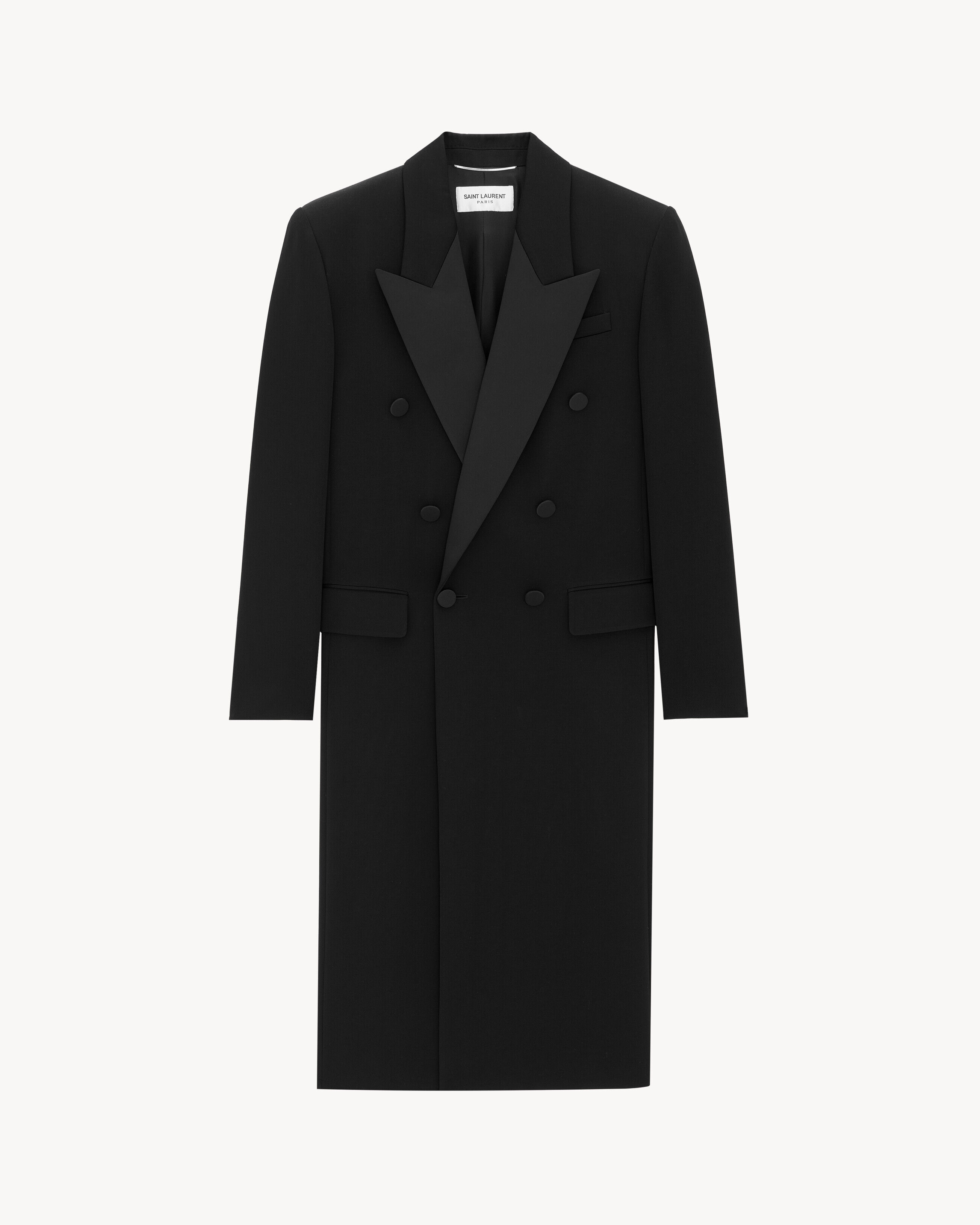 Saint Laurent Tuxedo Coat In Grain De Poudre - Black - Men - 40