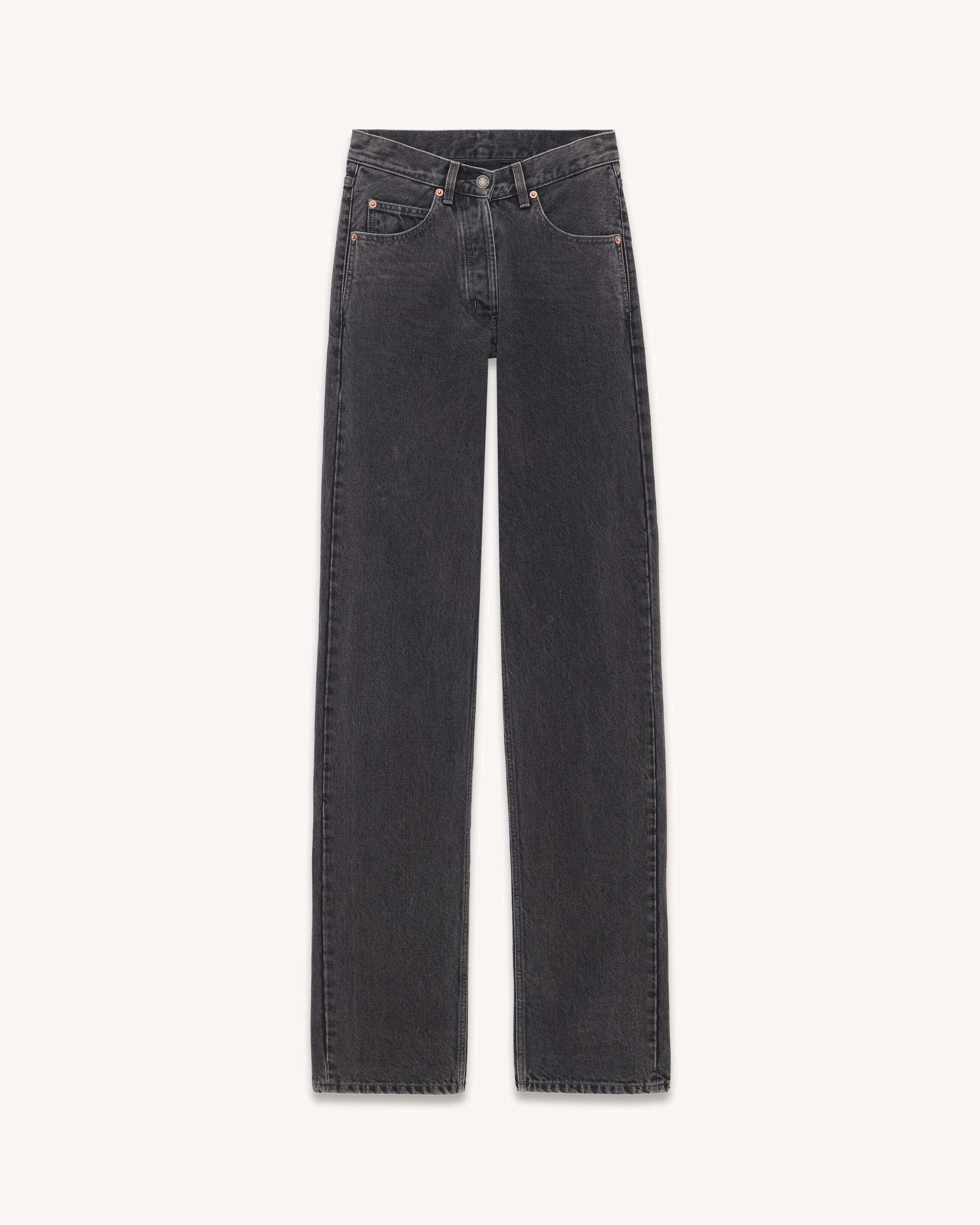 Saint Laurent Jeans Larghi E Lunghi Con Vita A V In Denim Nero Anni ‘90 - Nero - Donna - 40
