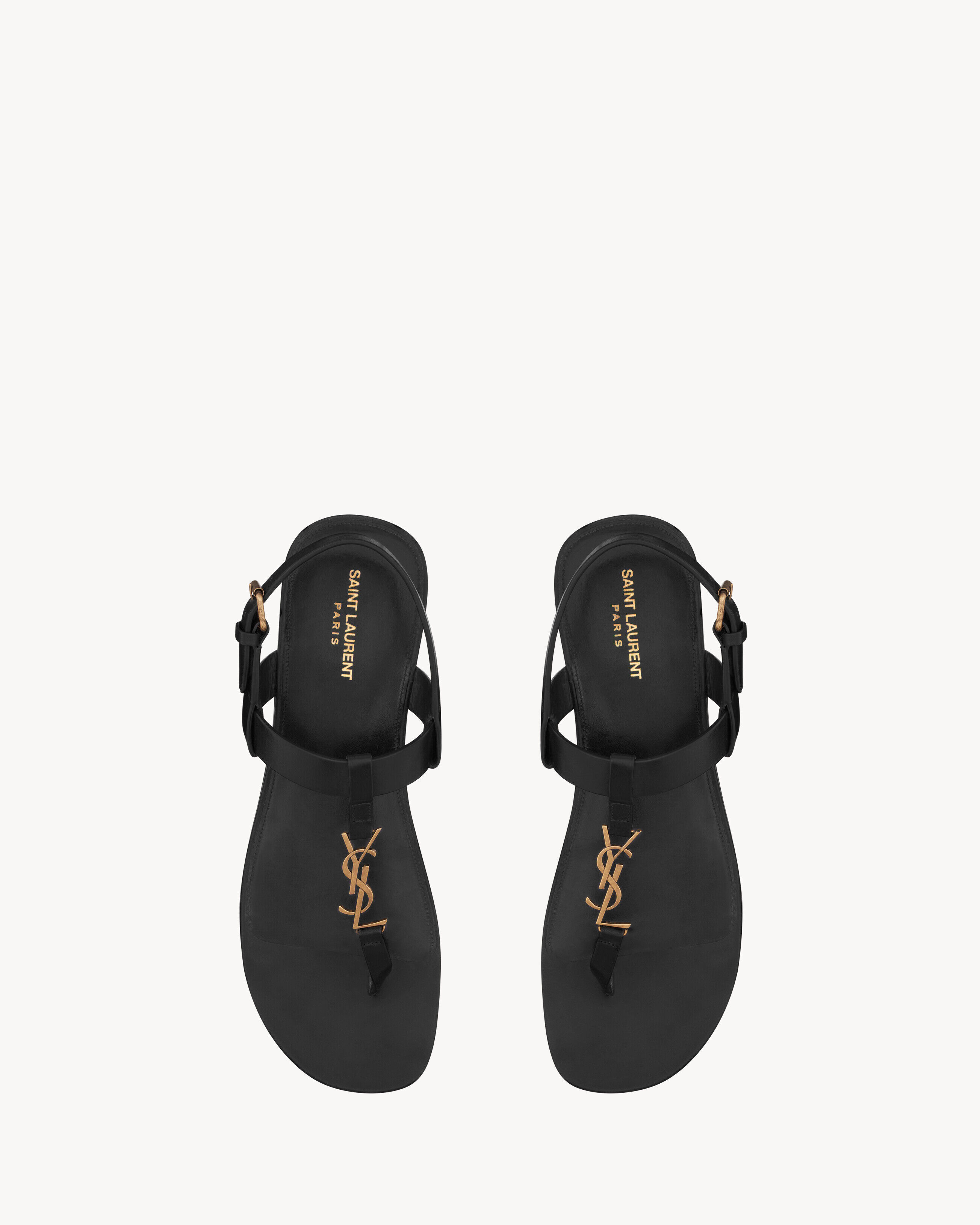 Saint Laurent Cassandre Sandals In Smooth Leather - Black - Men - 45.5