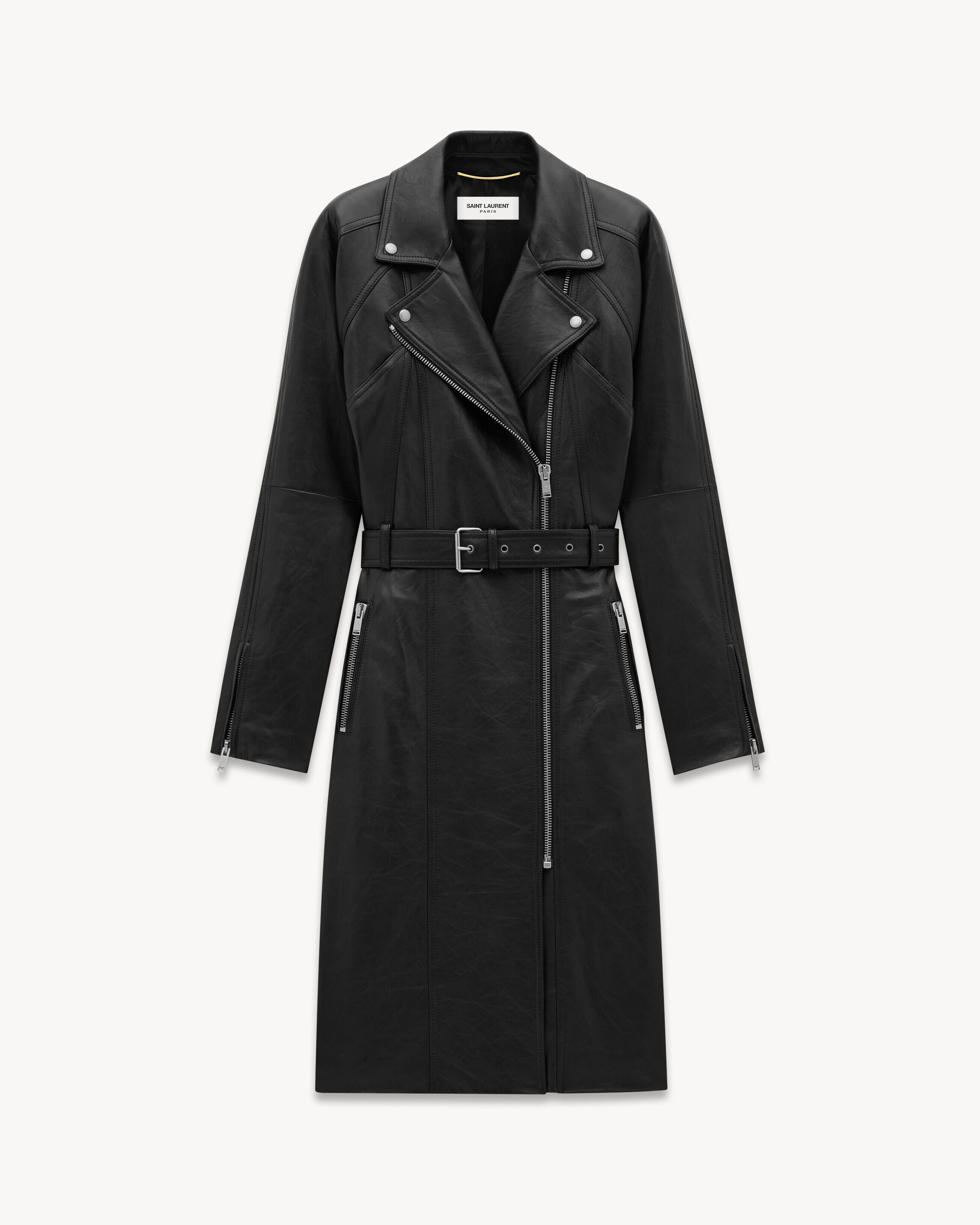 Saint Laurent Biker Coat In Lambskin - Black - Women - 40