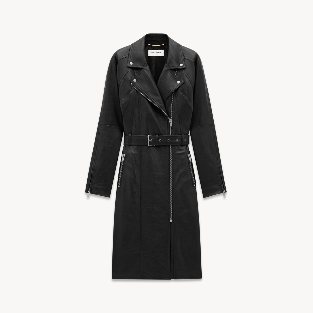 Saint Laurent Biker Coat In Lambskin - Black - Women - 36