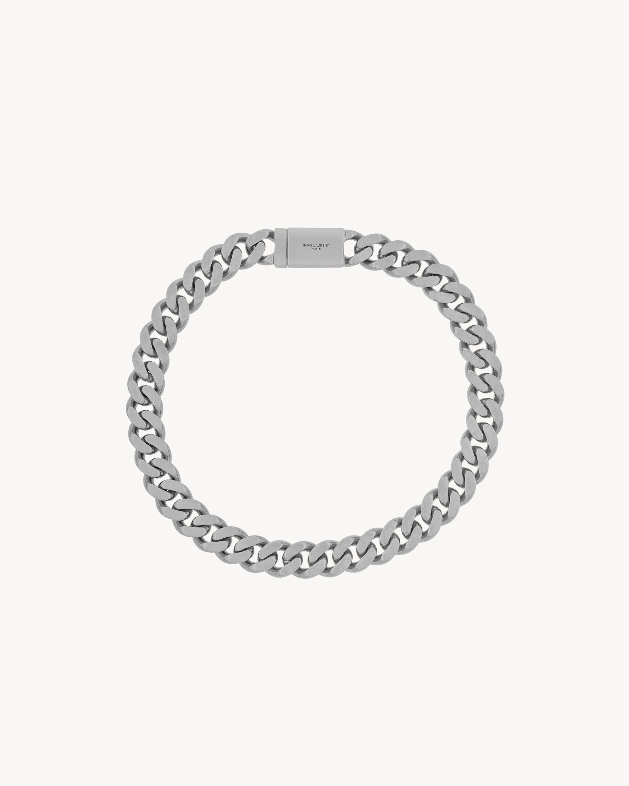 Saint Laurent Metal Curb Chain Necklace - Silver - Women - M