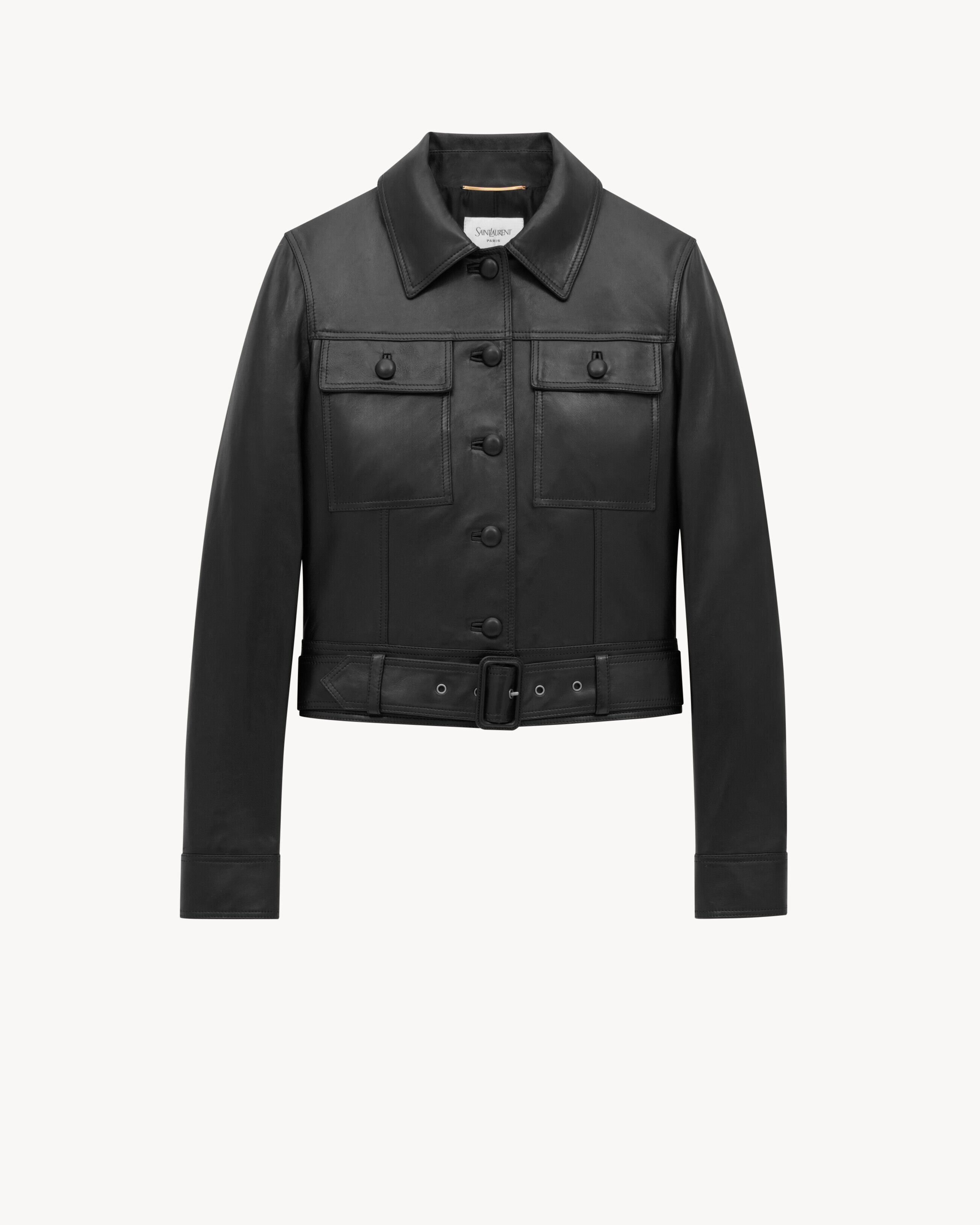 Saint Laurent Cropped Jacket In Lambskin - Black - Women - 42