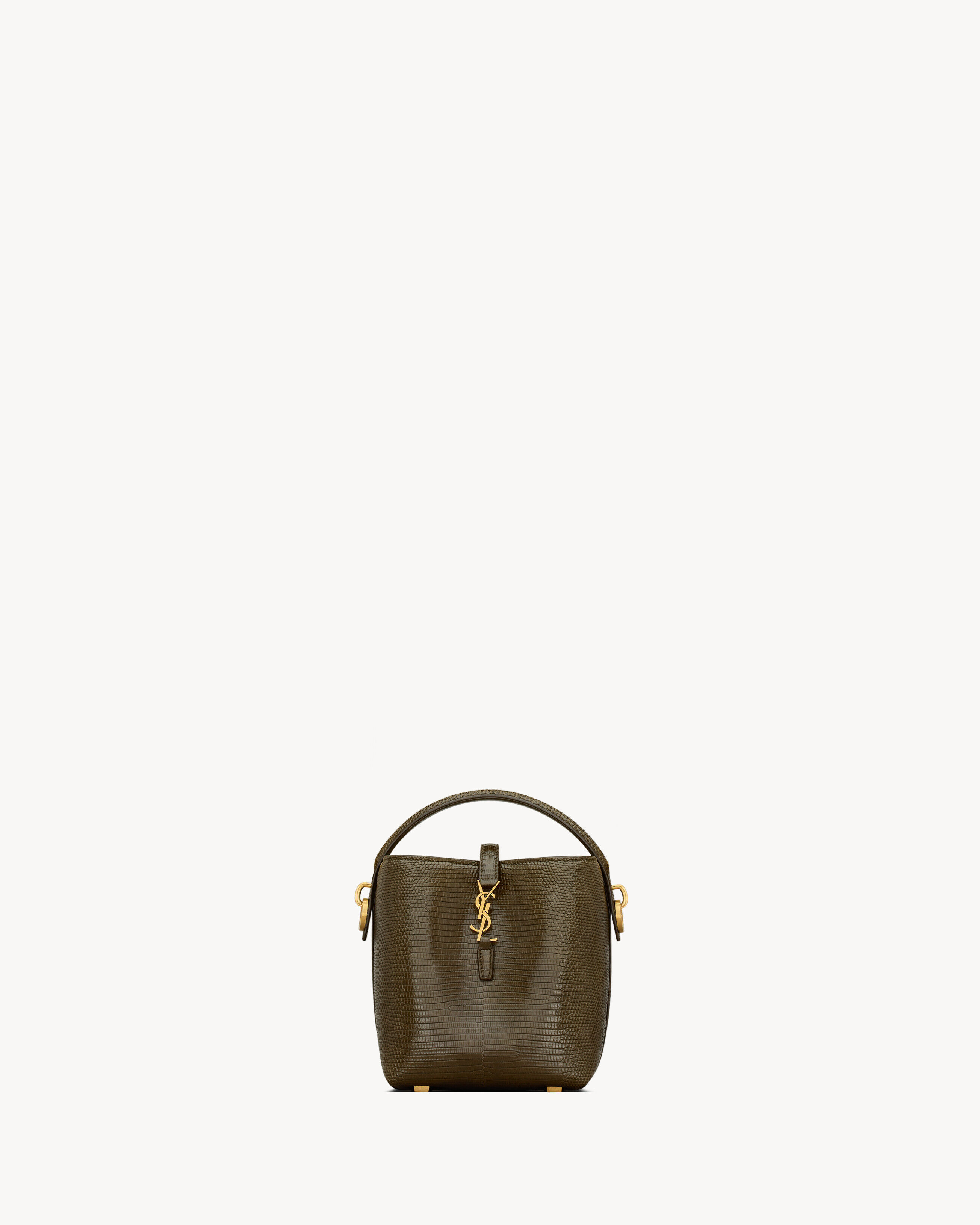 Saint Laurent Le 37 Mini In Shiny Lizard - Green - Women