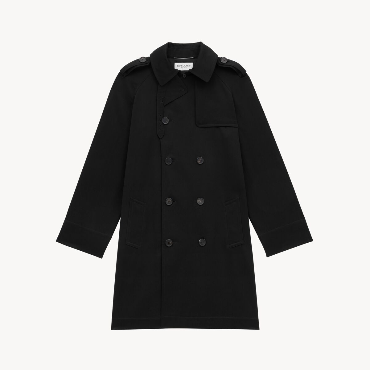 Saint Laurent Trench Coat In Cotton Gabardine - Black - Men - 42