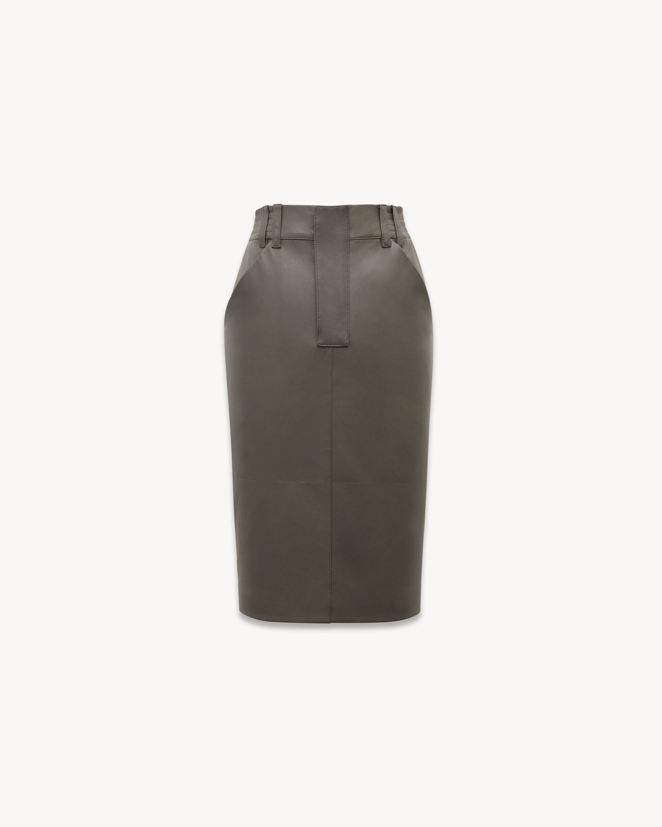 Saint Laurent Pencil Skirt In Shiny Lambskin - Grey - Women - 36