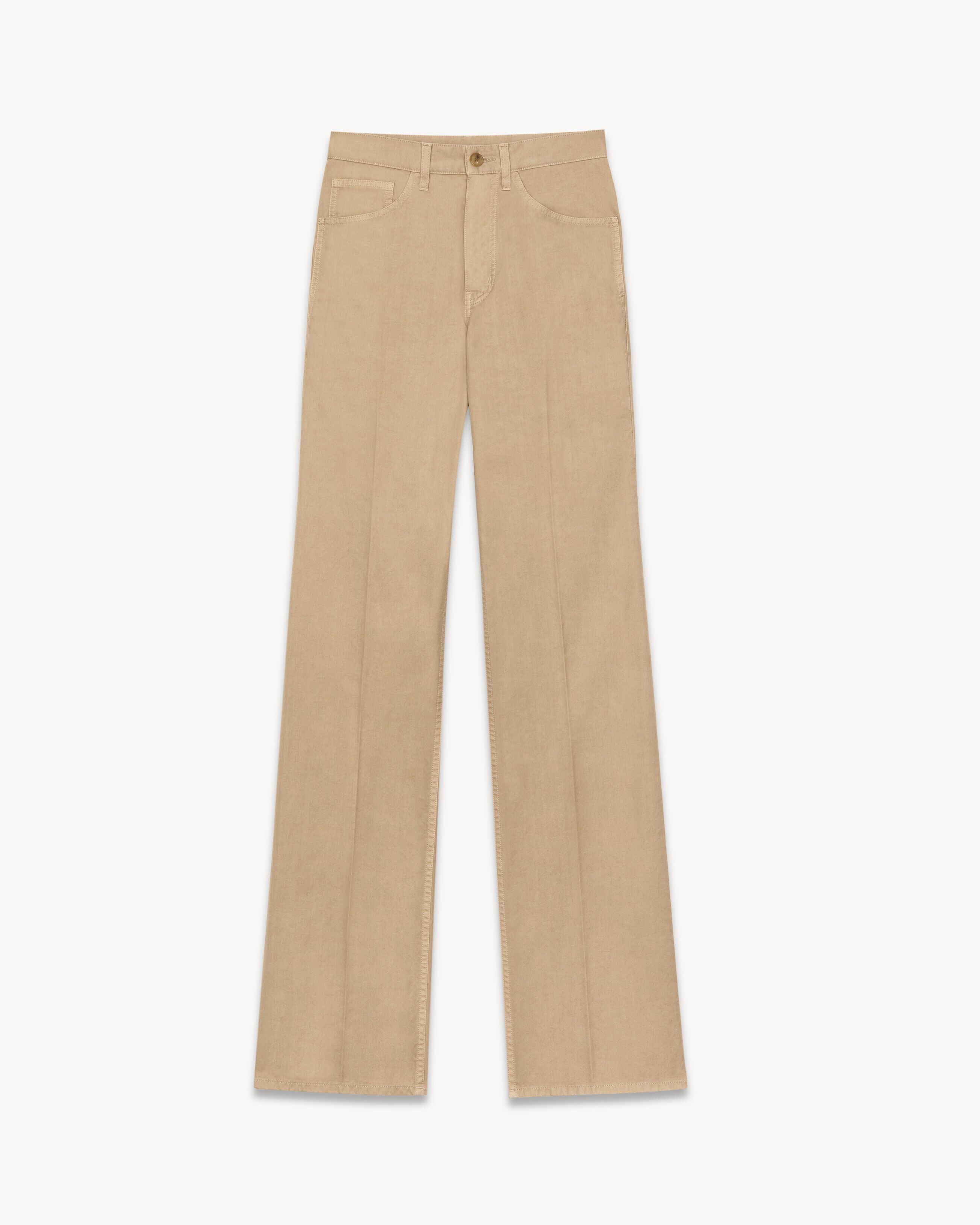 Saint Laurent Clyde Pants In Cotton - Beige - Women - 38