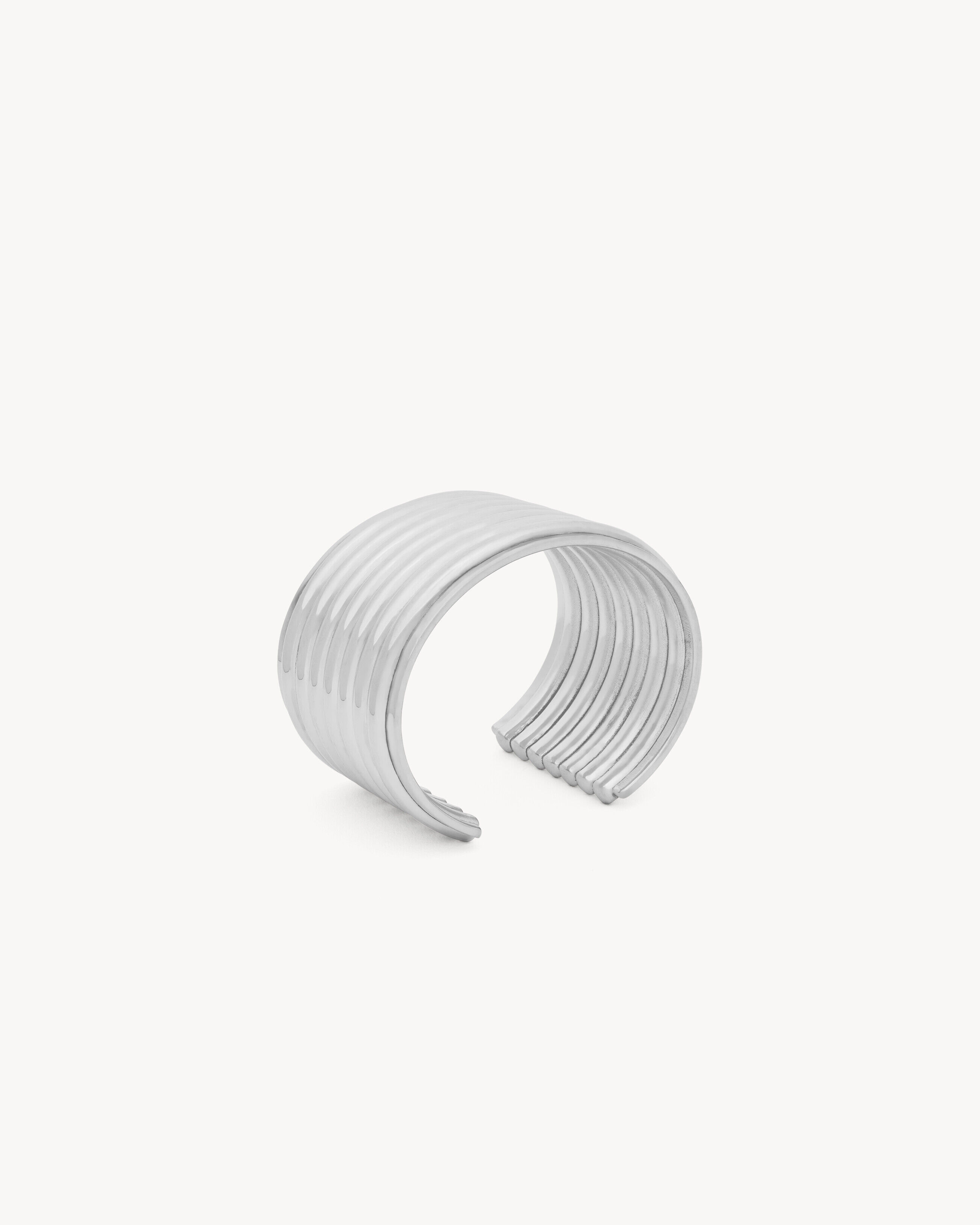 Saint Laurent Deco Cuff In Metal - Silver - Women - XL