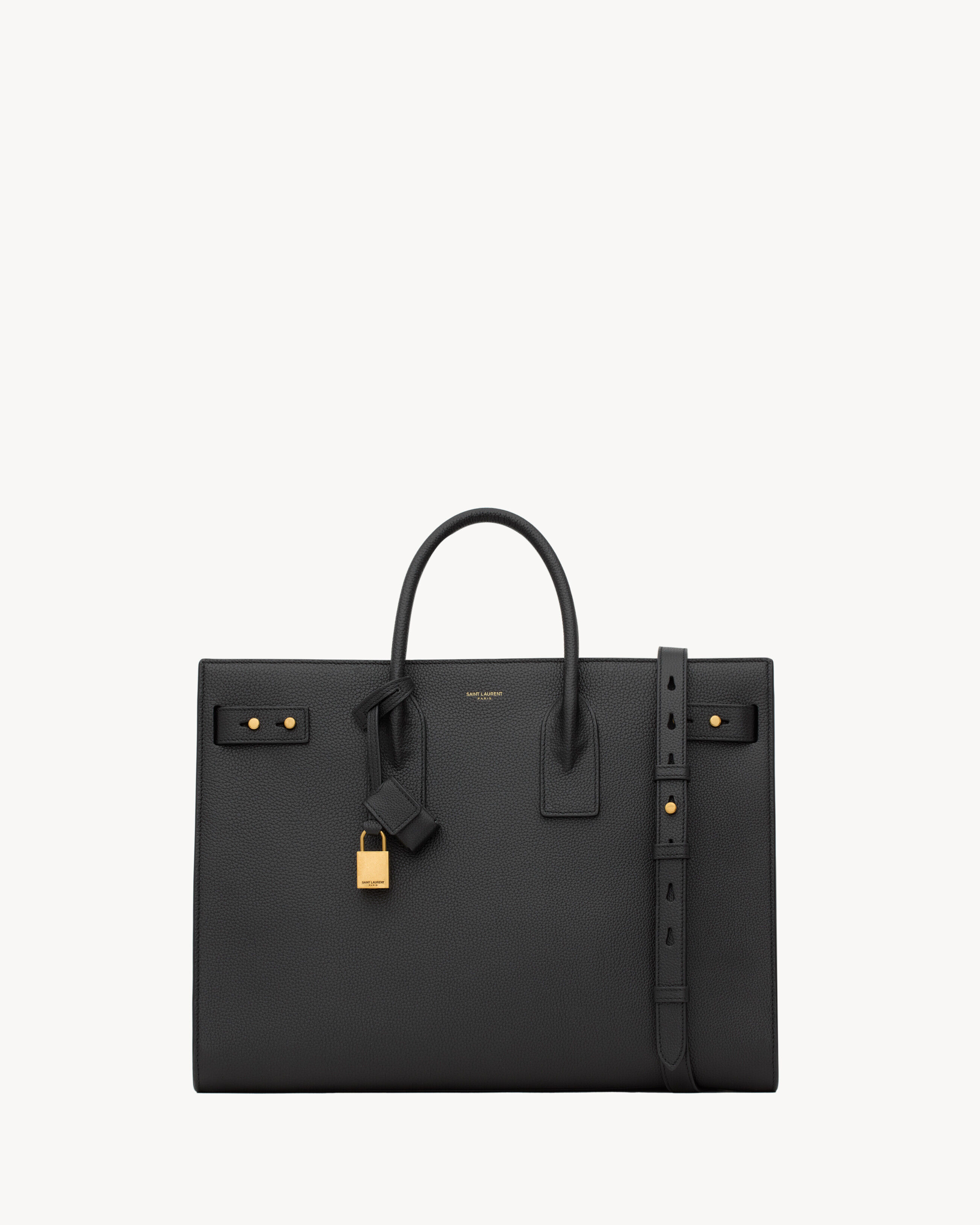 Saint Laurent Sac De Jour Thin Large In Grained Leather - Black - Men