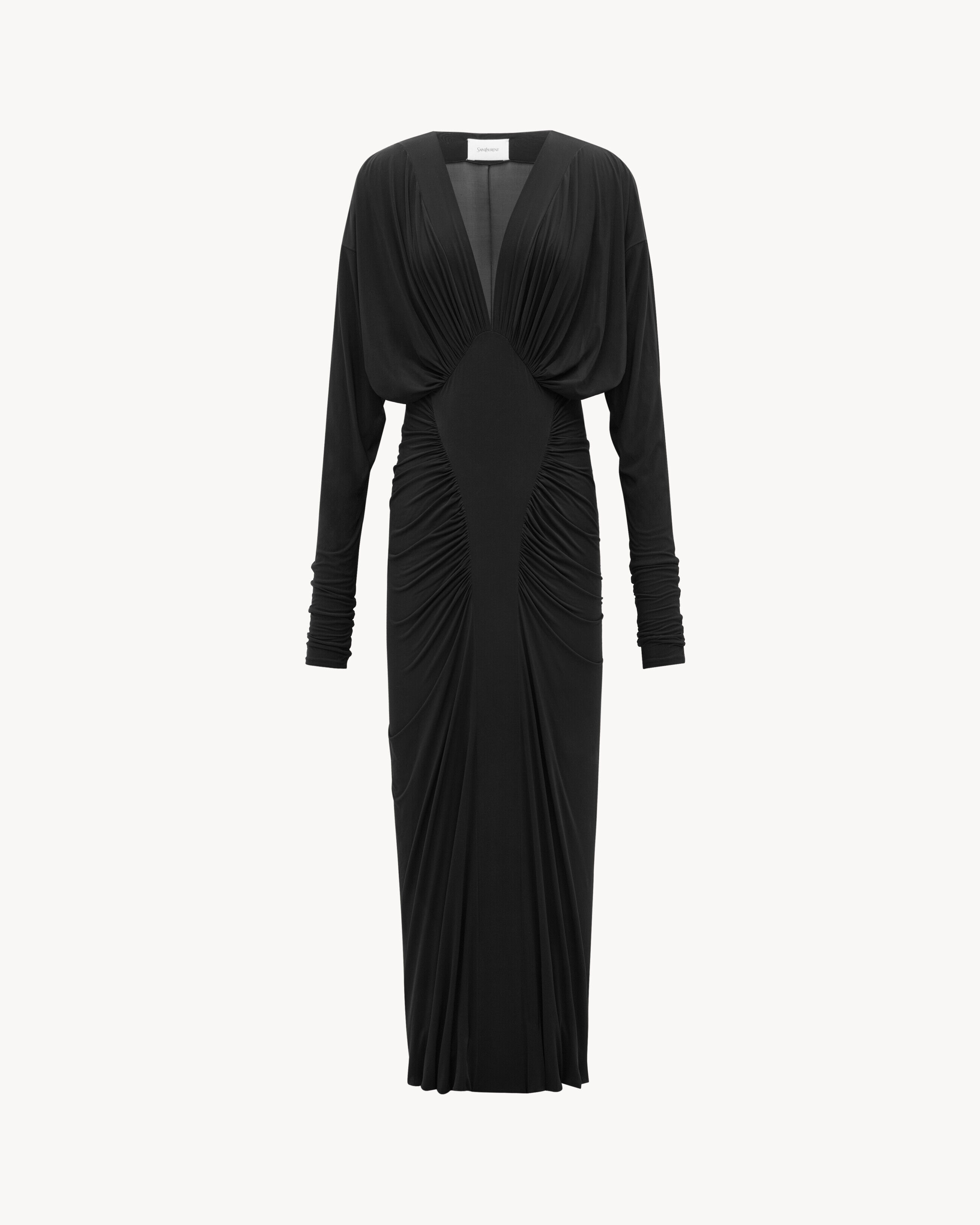 Saint Laurent Ruched Dress In Stretch Jersey - Black - Women - 36