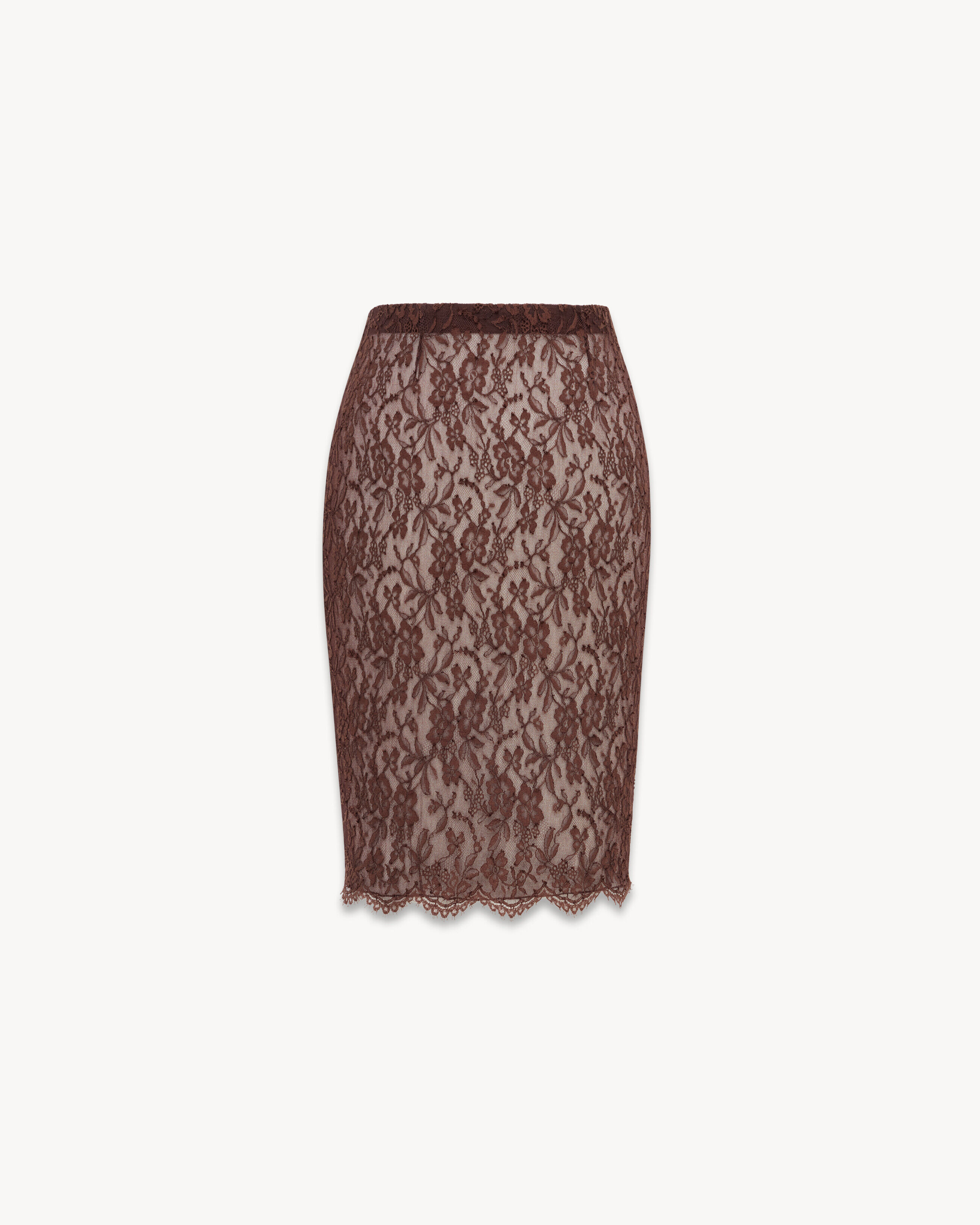 Saint Laurent Jupe Crayon En Dentelle - Ambre - Femme - 38