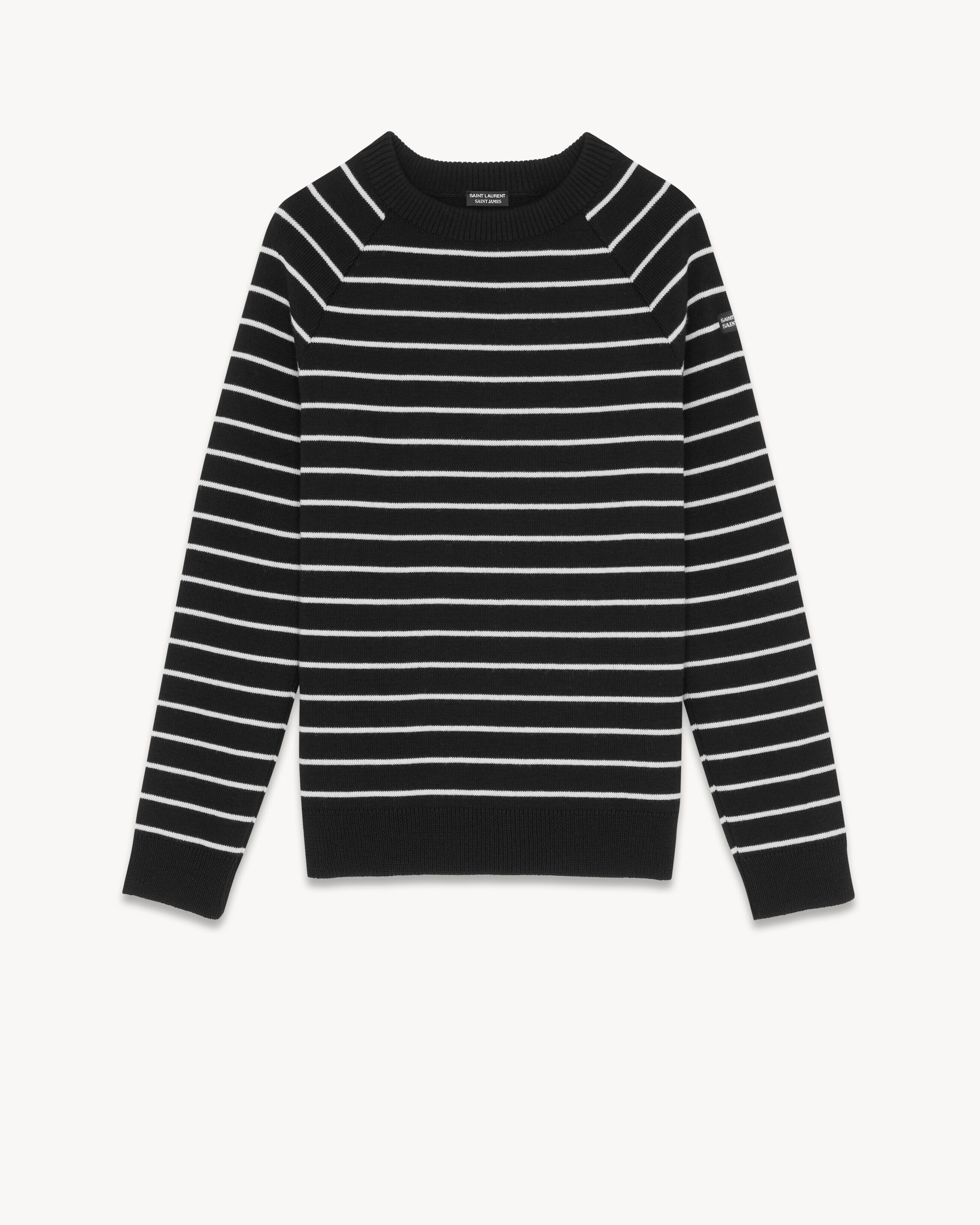 Rive Droite Saint James Striped Raglan Sweater In Wool - Black