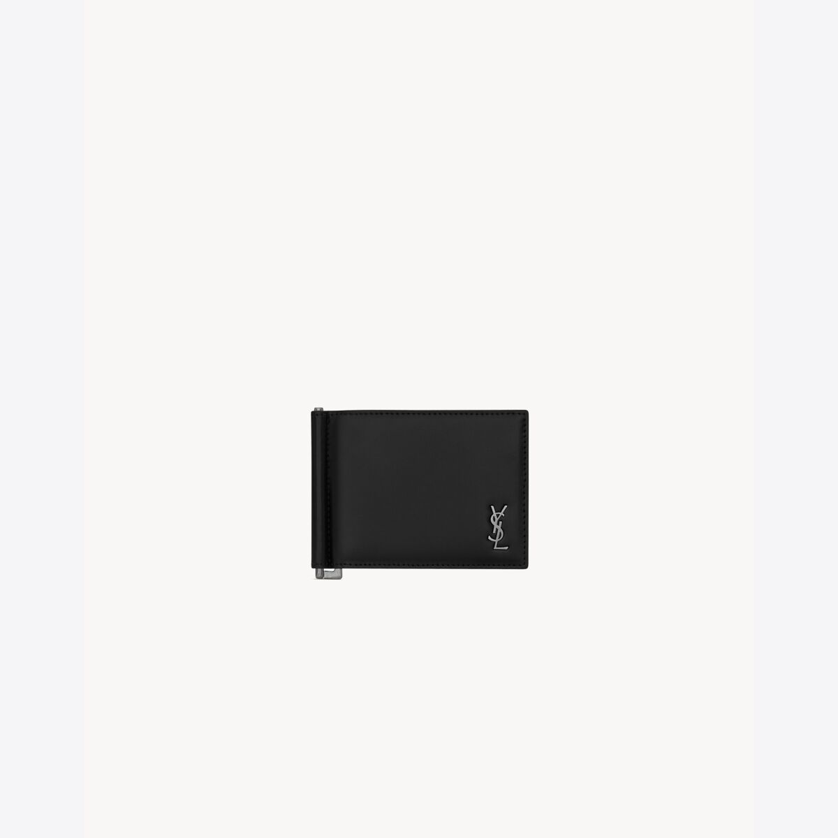 Saint Laurent Tiny Cassandre Bill Clip Wallet In Matte Leather - Black - Men