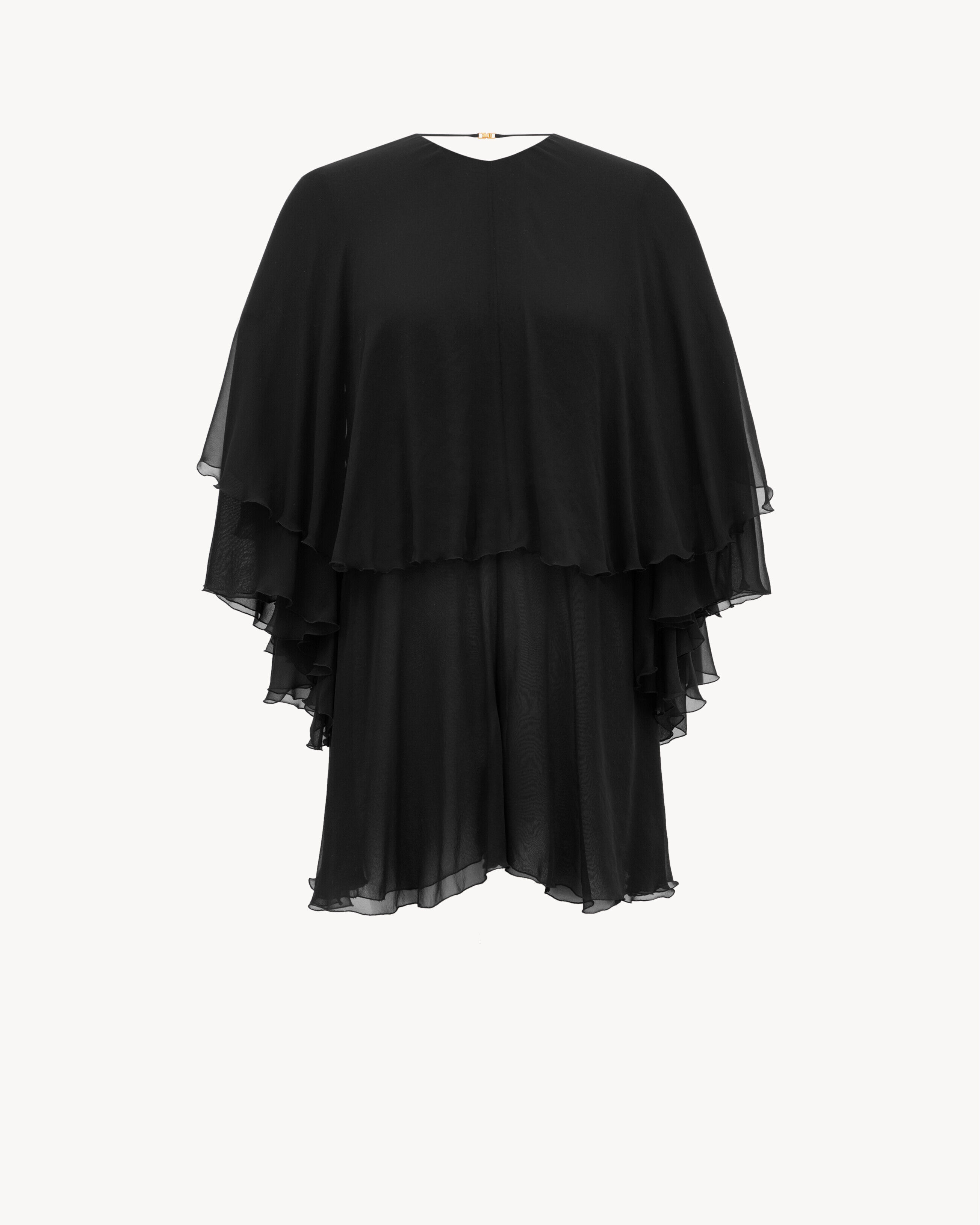 Saint Laurent Backless Romper In Silk Crepe Muslin - Black - Women - 40