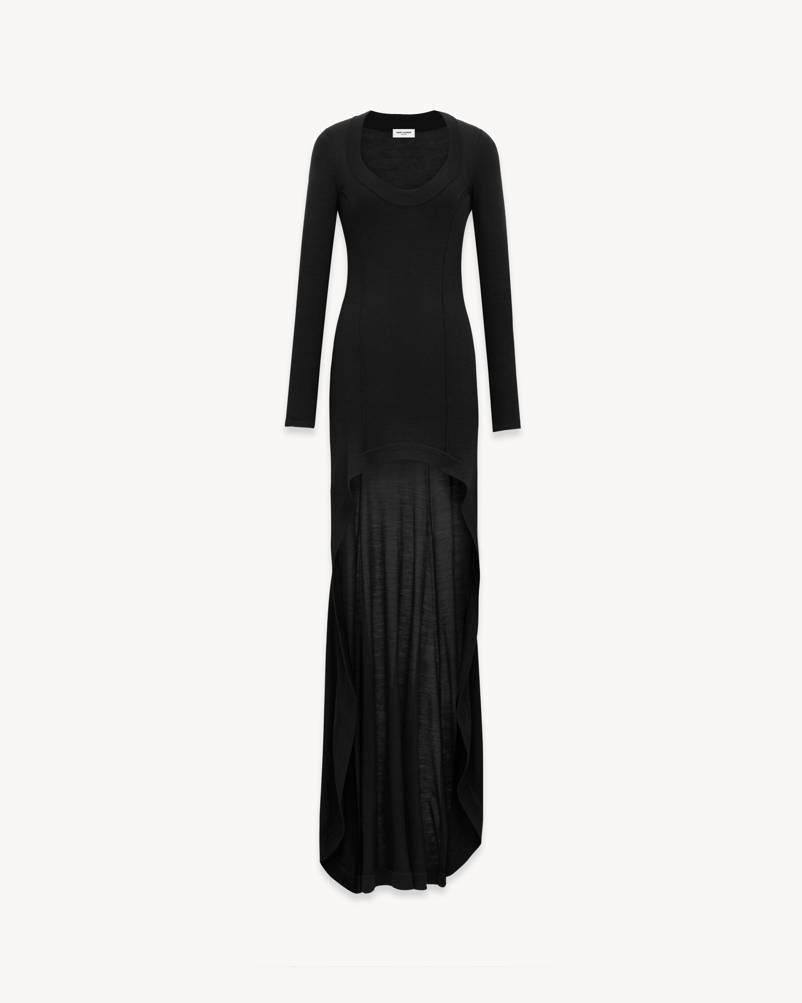 Saint Laurent Long Dress In Wool - Black - Women - S