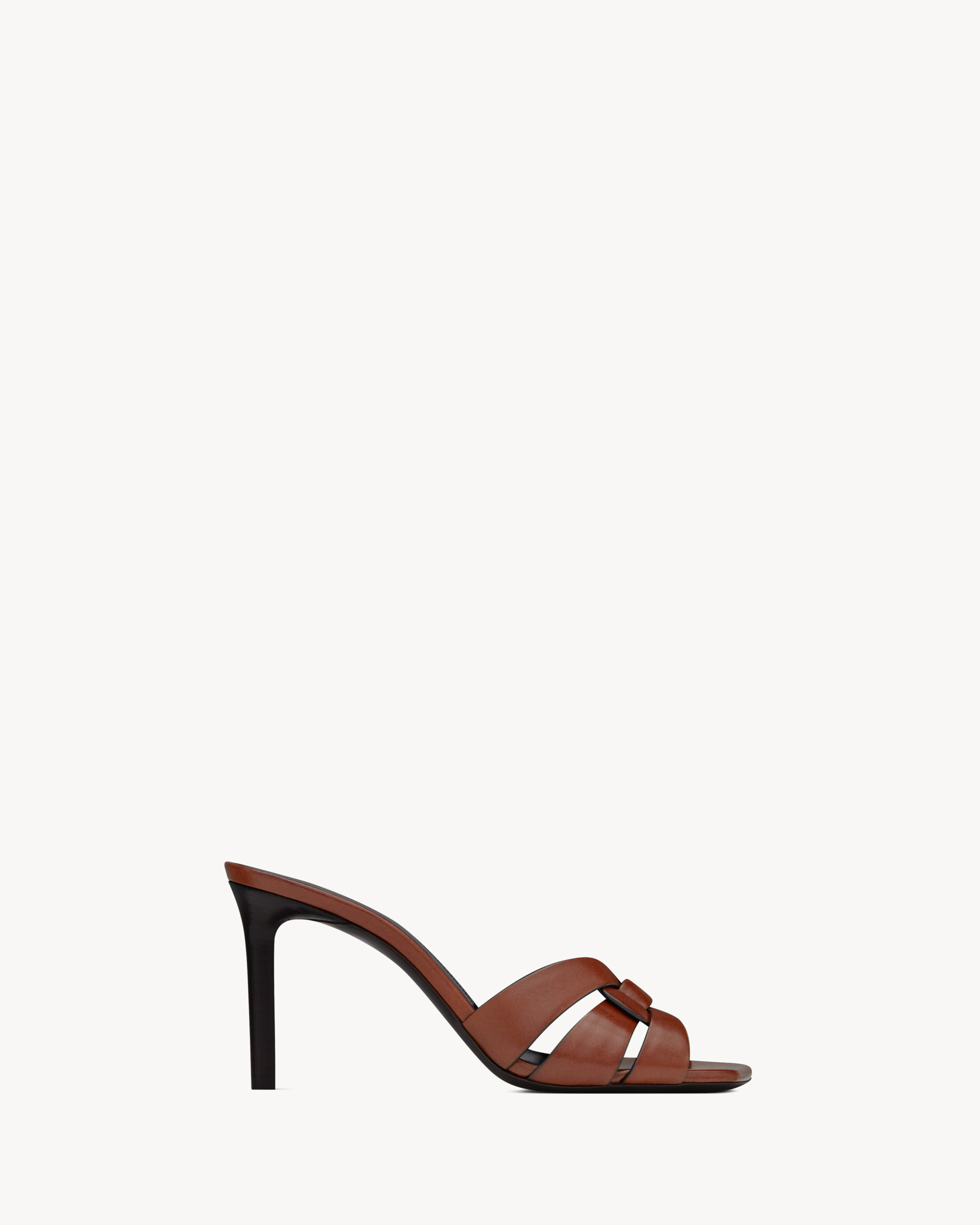 Saint Laurent Tribute Mules In Smooth Leather - Amber - Women - 36.5