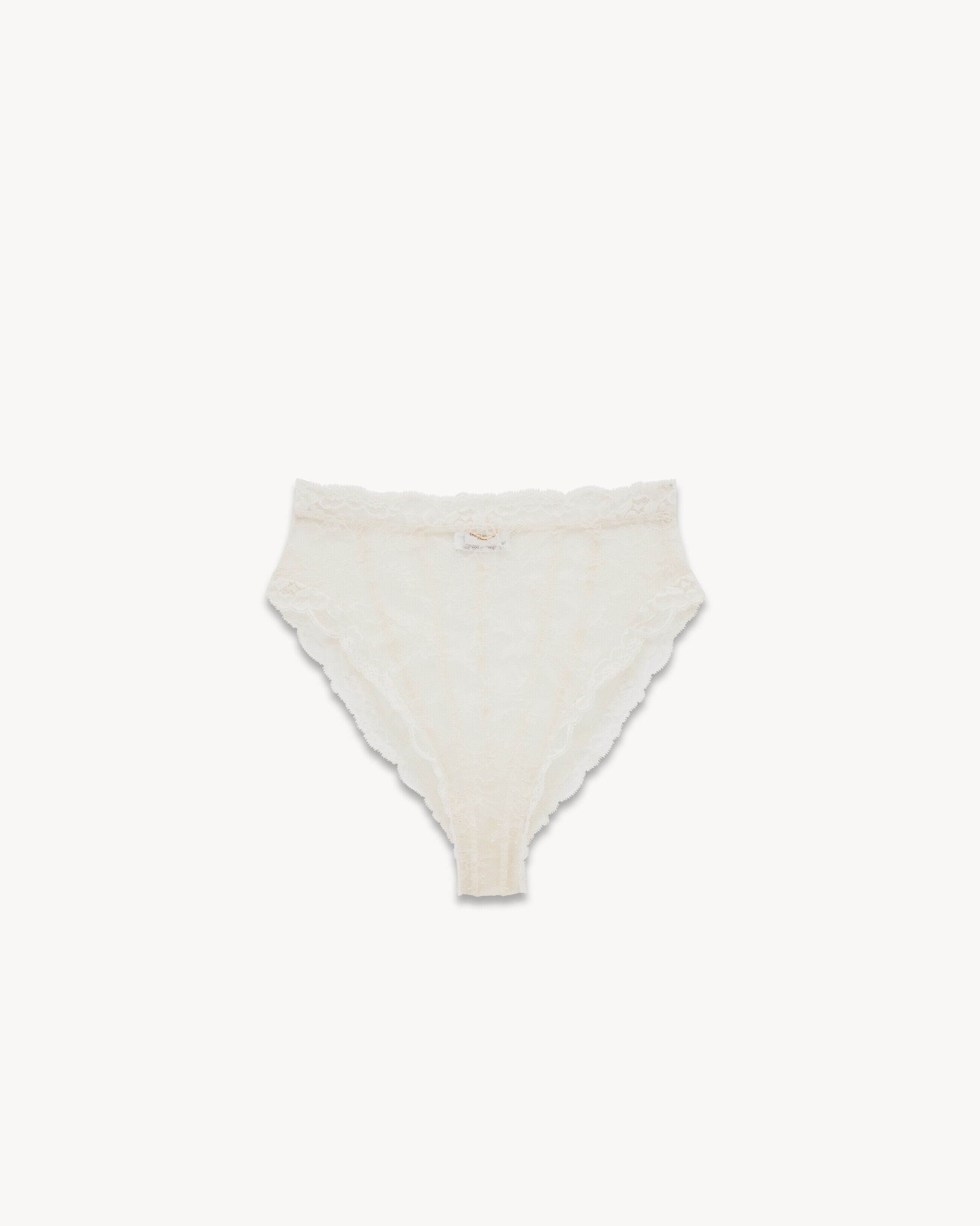 Saint Laurent - Bragas De Talle Alto De Encaje Elástico - Blanco - Mujer - 38