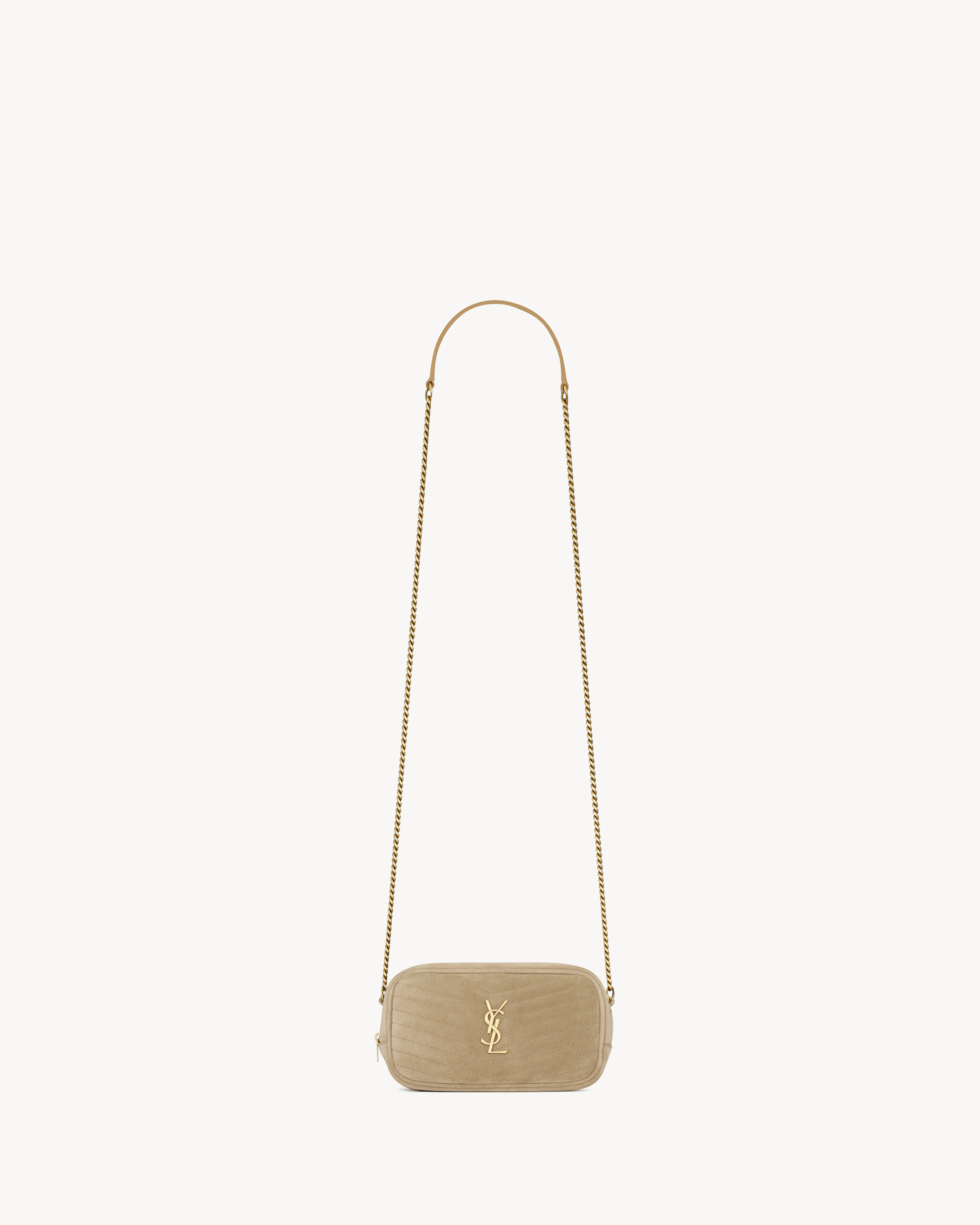 Saint Laurent Mini Lou In Quilted Suede - Yellow/gold - Women