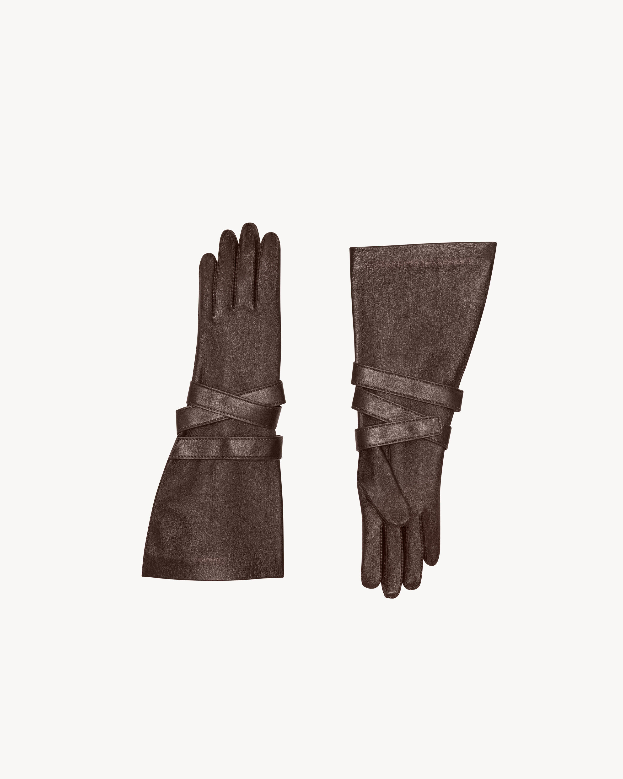 Saint Laurent Aviator Gloves In Leather - Amber - Women - 7