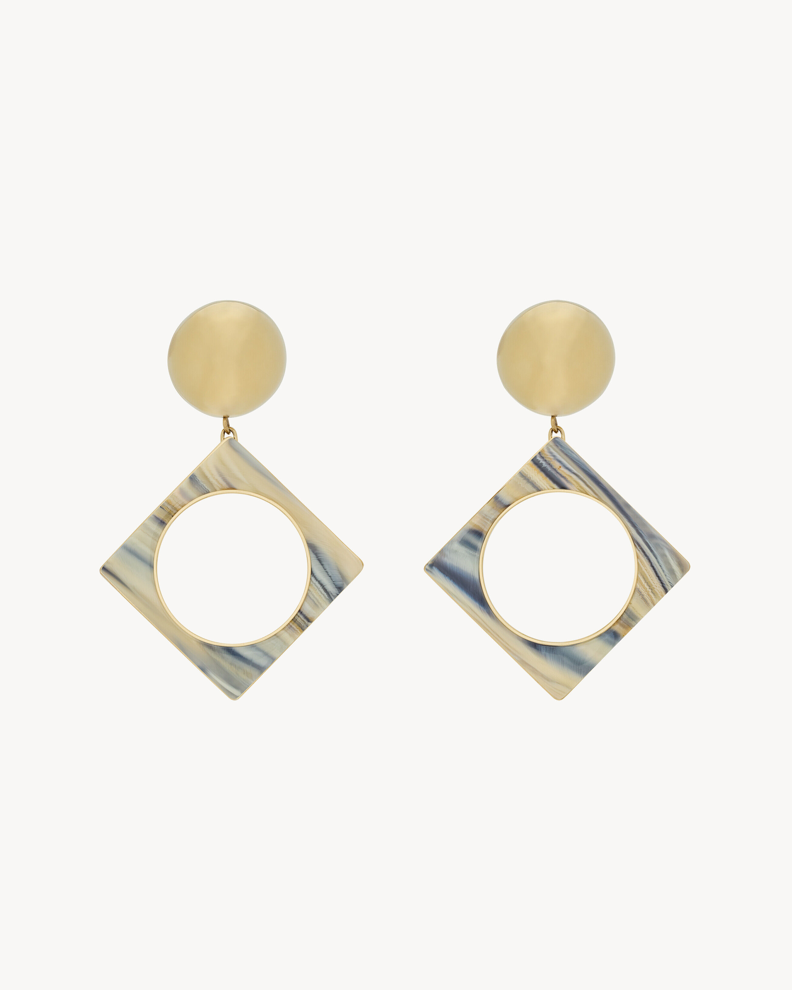 Saint Laurent Geometric Earrings In Resin And Metal - Yellow/gold - Women