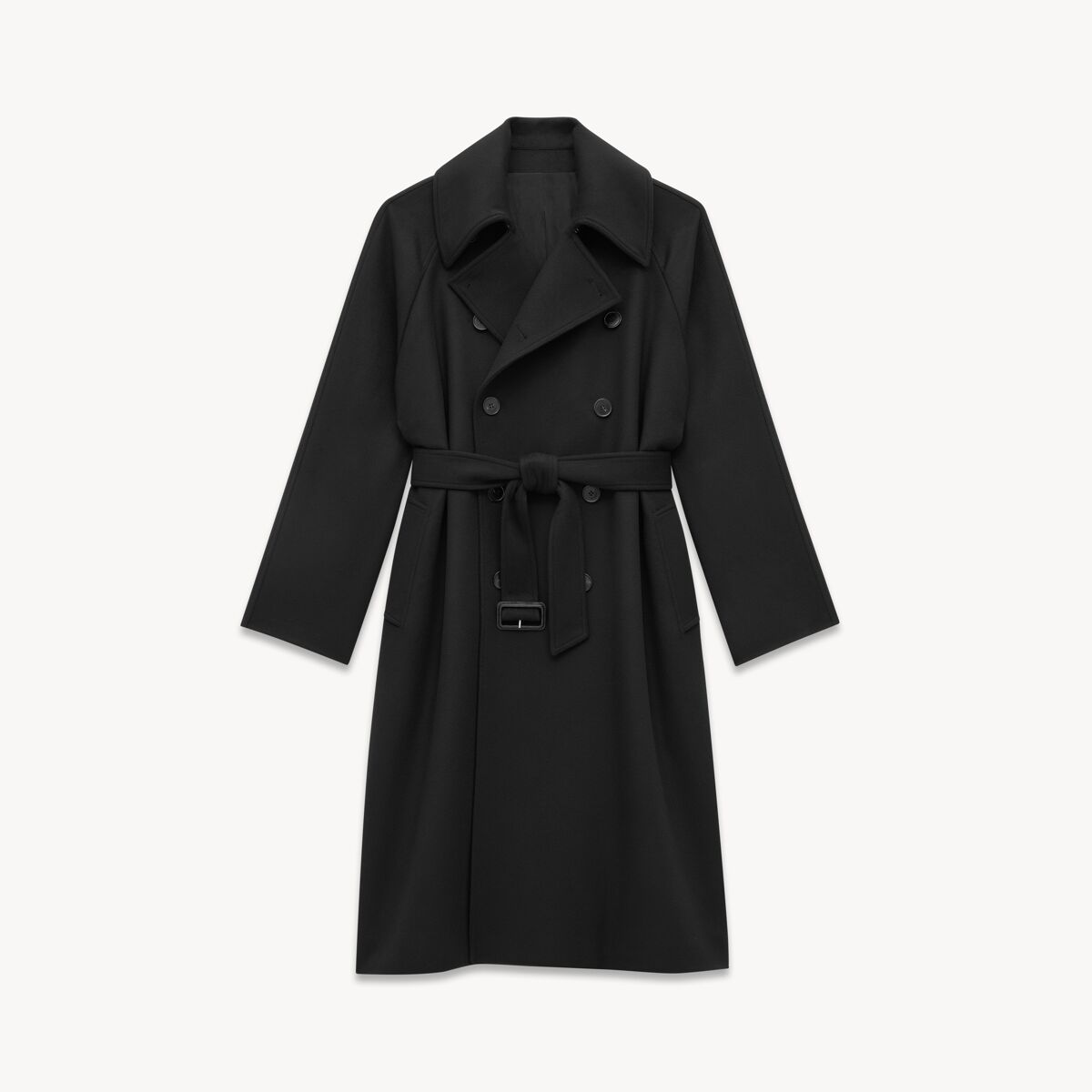 Saint Laurent Coat In Wool Satin Flannel - Black - Men - 48