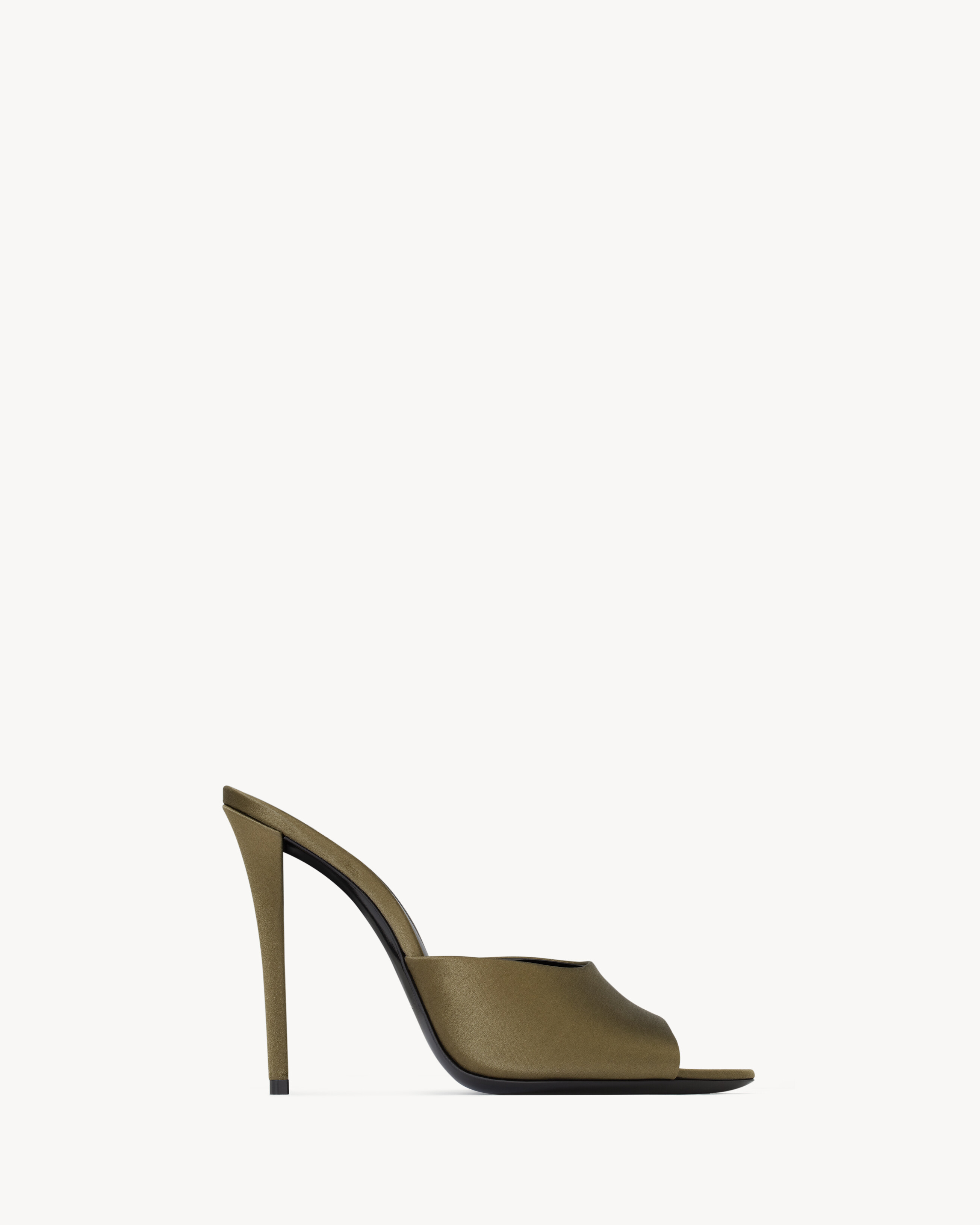Saint Laurent Goldie Mules In Satin Crepe - Green - Women - 36.5