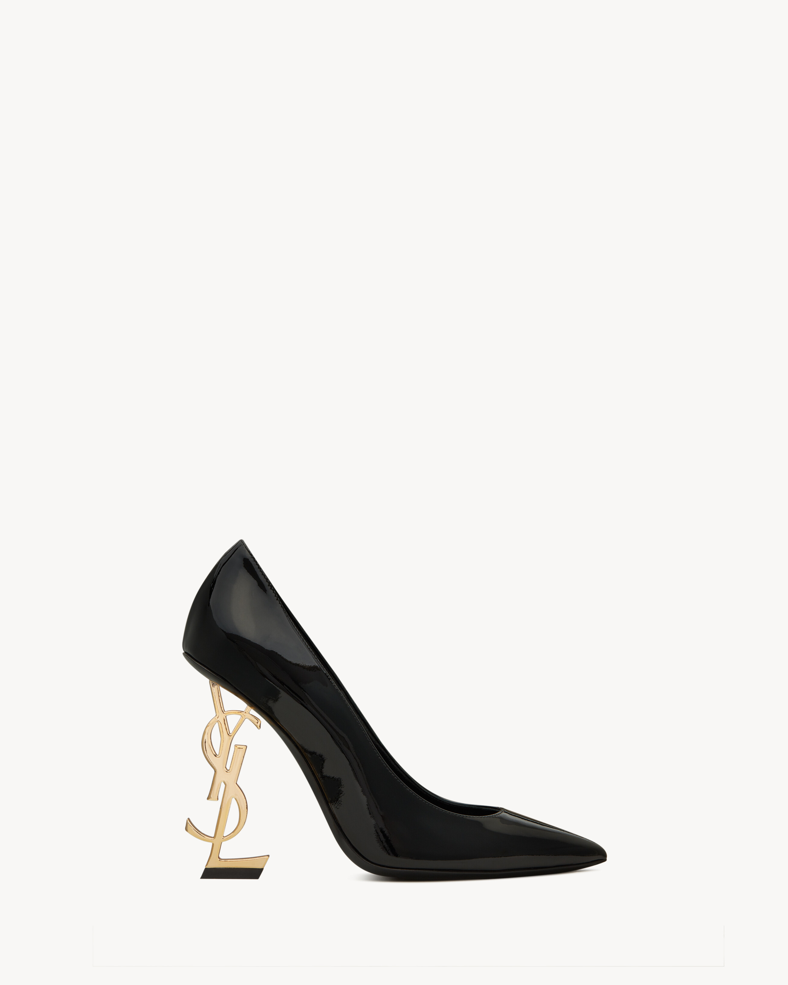 Saint Laurent - Zapatos De Salón Opyum De Charol Con Tacón Dorado - Negro - Mujer - 41.5
