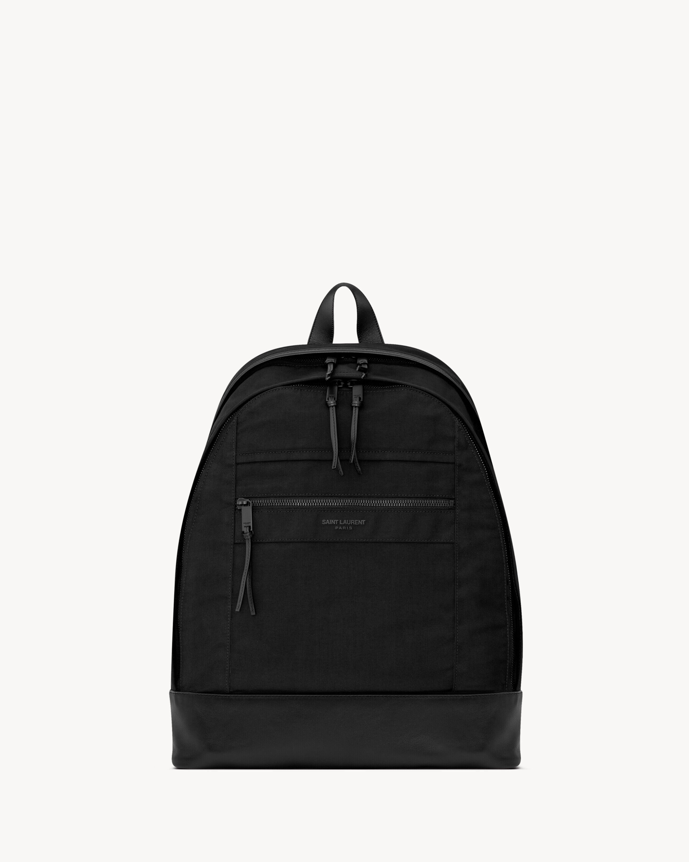 Saint Laurent City Backpack In Nylon Canvas And Leather - Black - Men