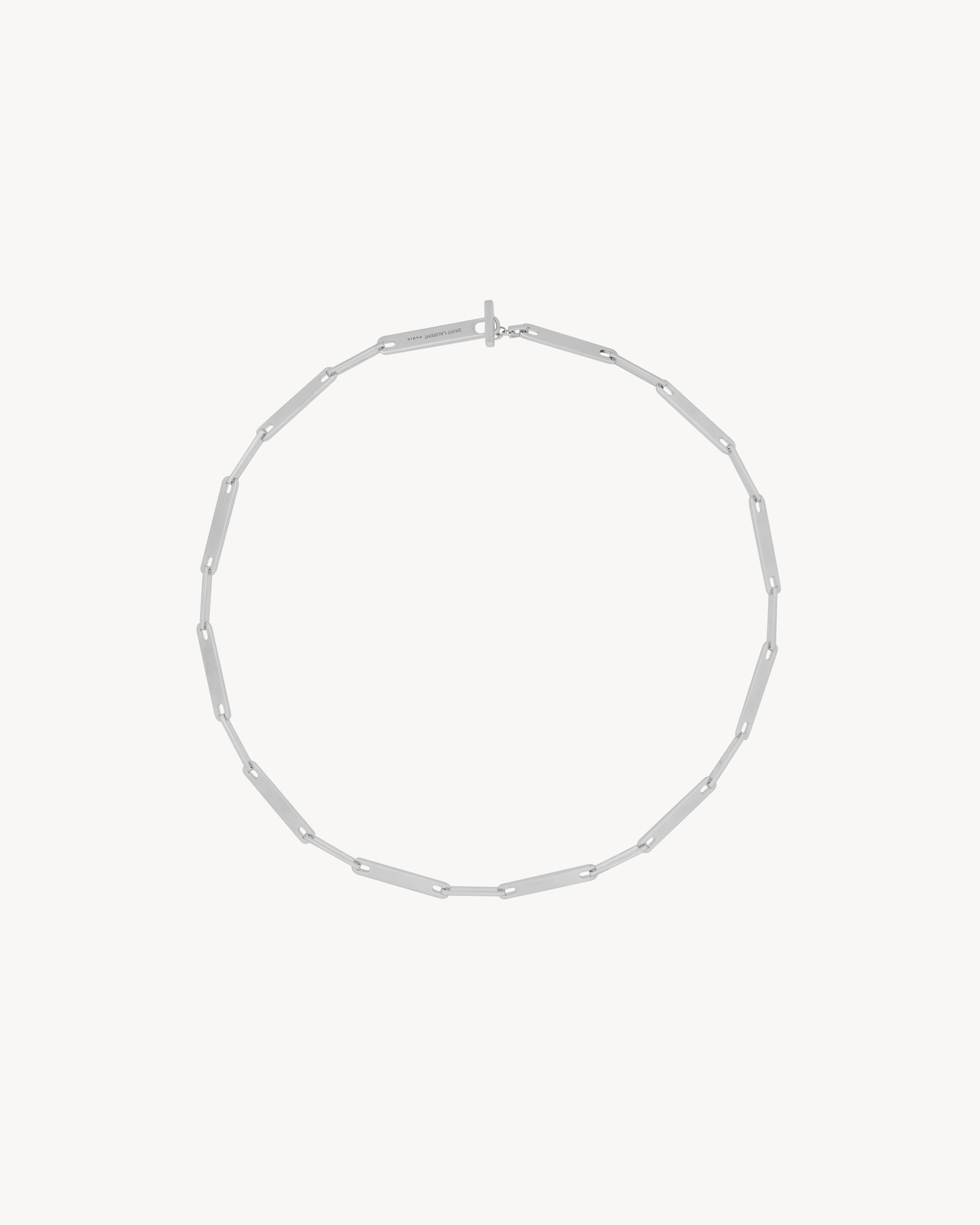 Saint Laurent Plaque Chain Necklace In Metal - Grey - Men