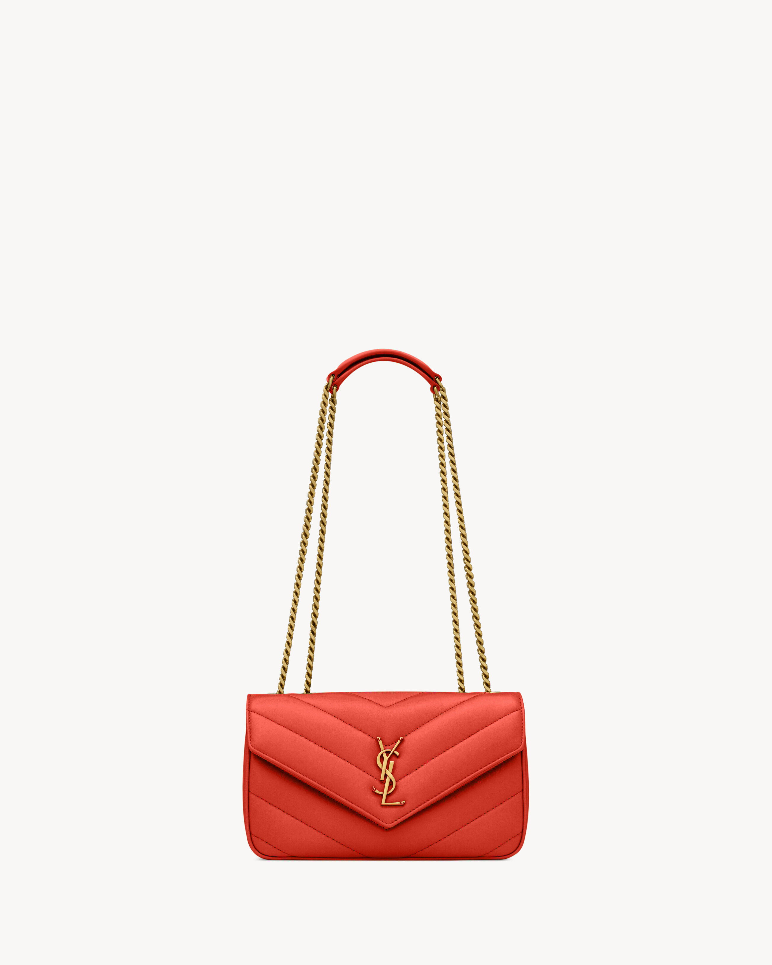 Saint Laurent Loulou Small In Matelassé Lambskin - Orange - Women