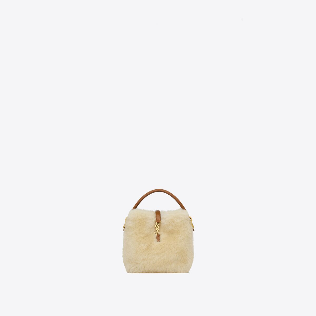 Saint Laurent Le 37 Mini In Shearling - Beige - Women