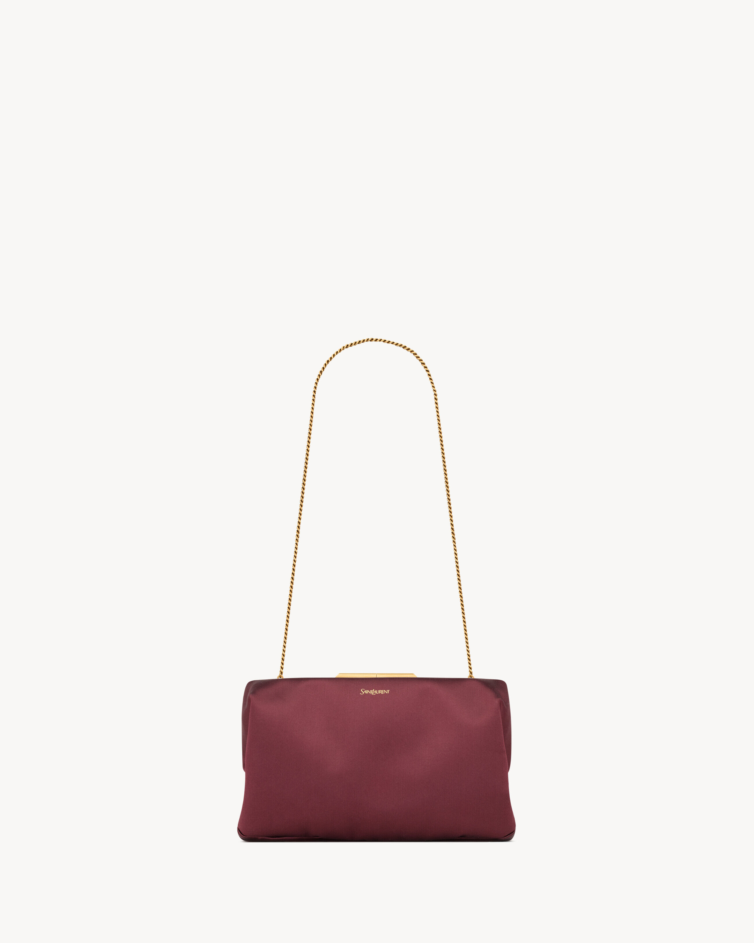 Saint Laurent Clutch Small In Satin - Red - Women