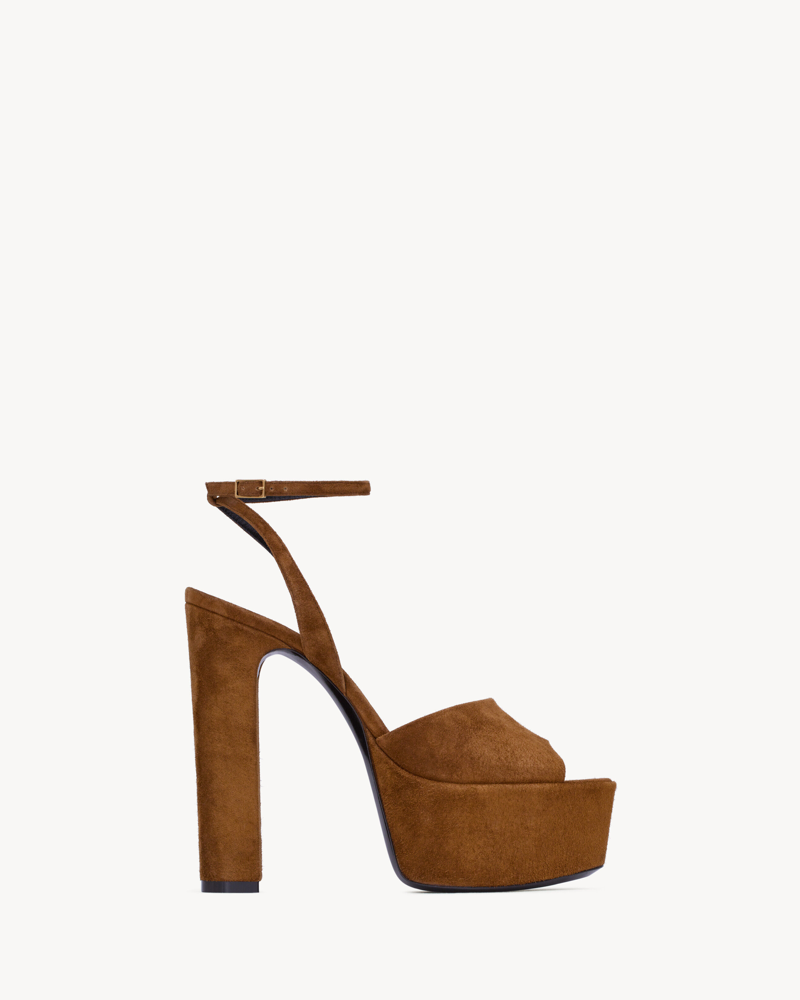 Saint Laurent Jodie Platform Sandals In Suede - Amber - Women - 40.5