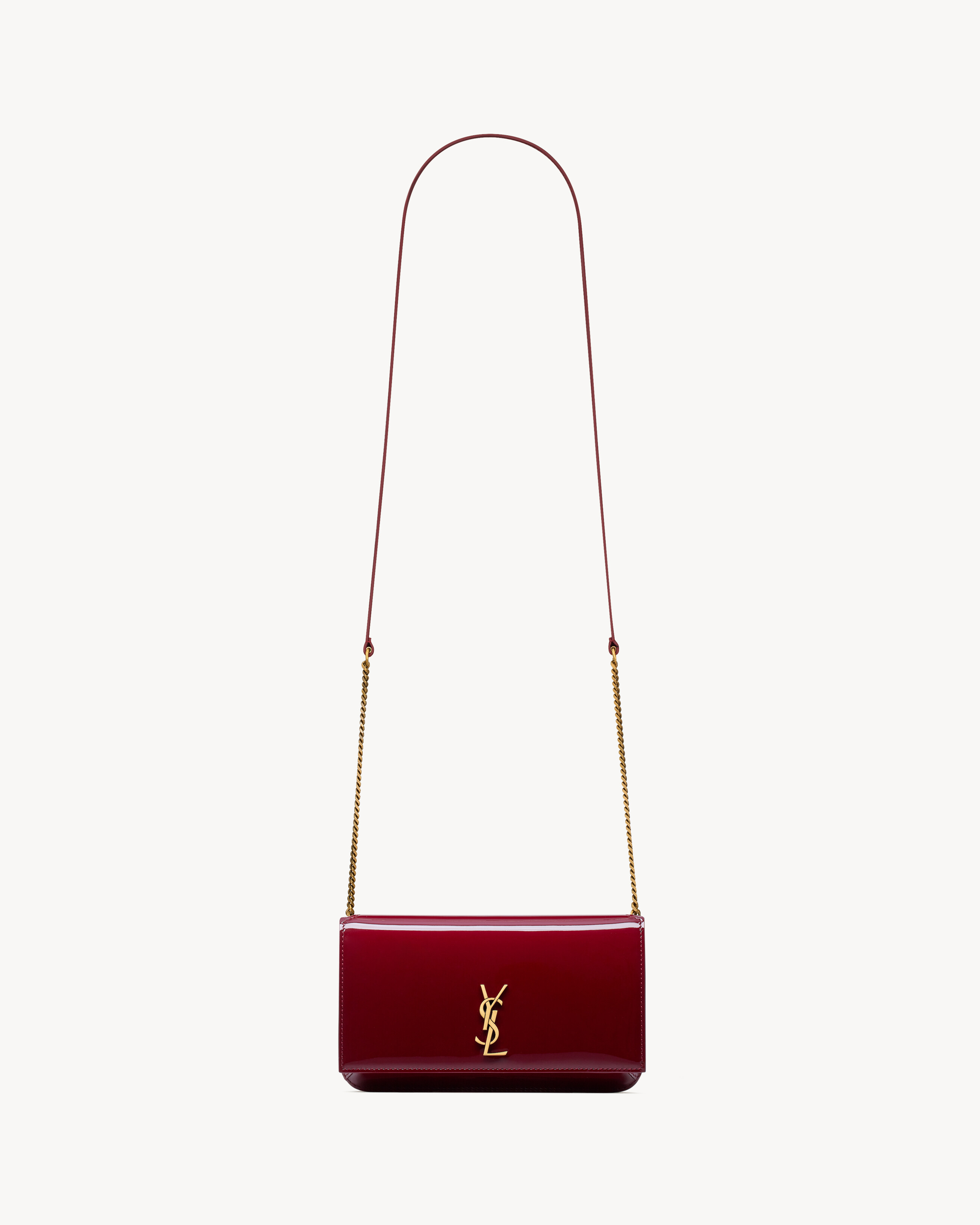 Saint Laurent Cassandre Phone Holder In Patent Leather - Red - Women