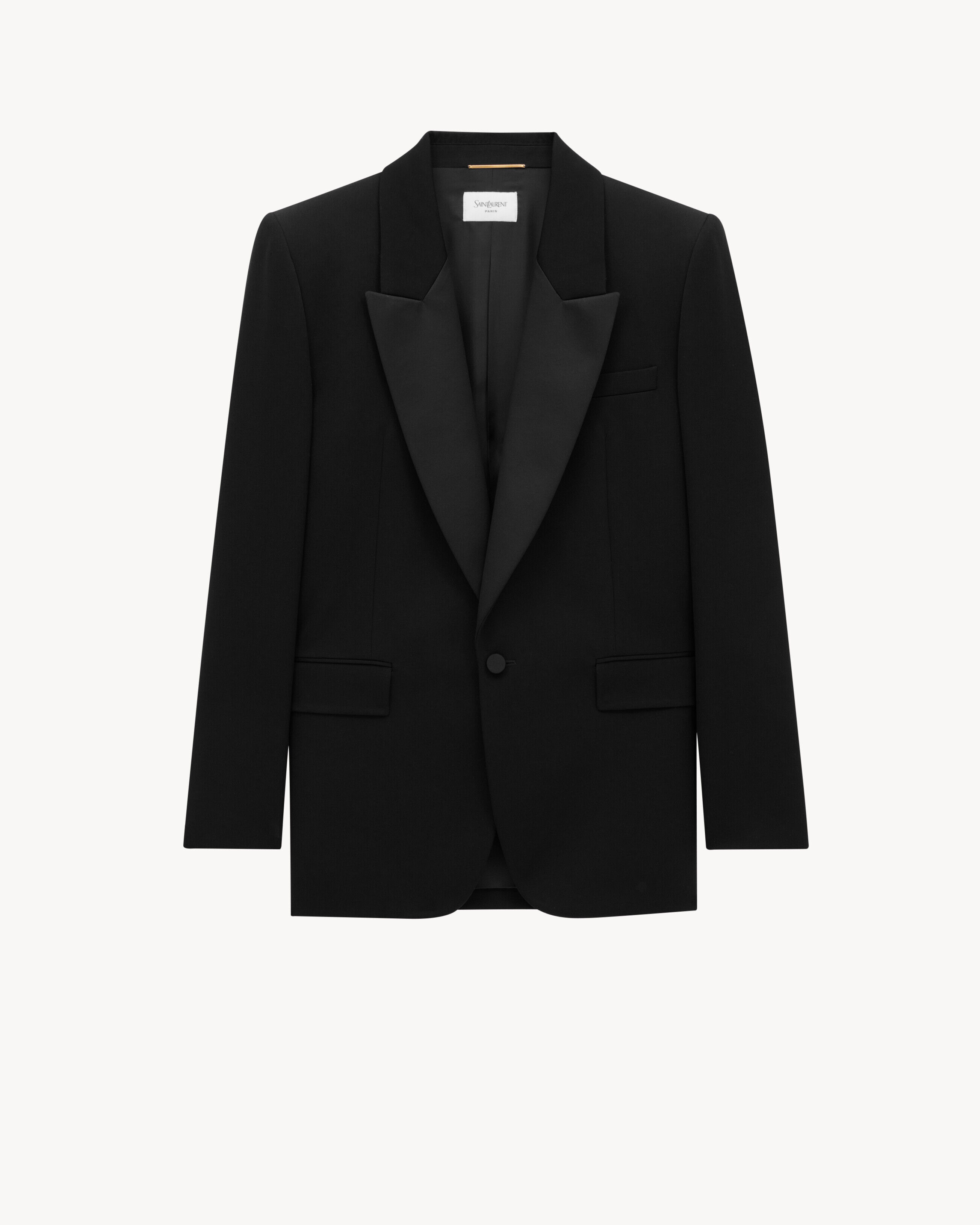 Saint Laurent Tuxedo Jacket In Grain De Poudre - Black - Women - 34