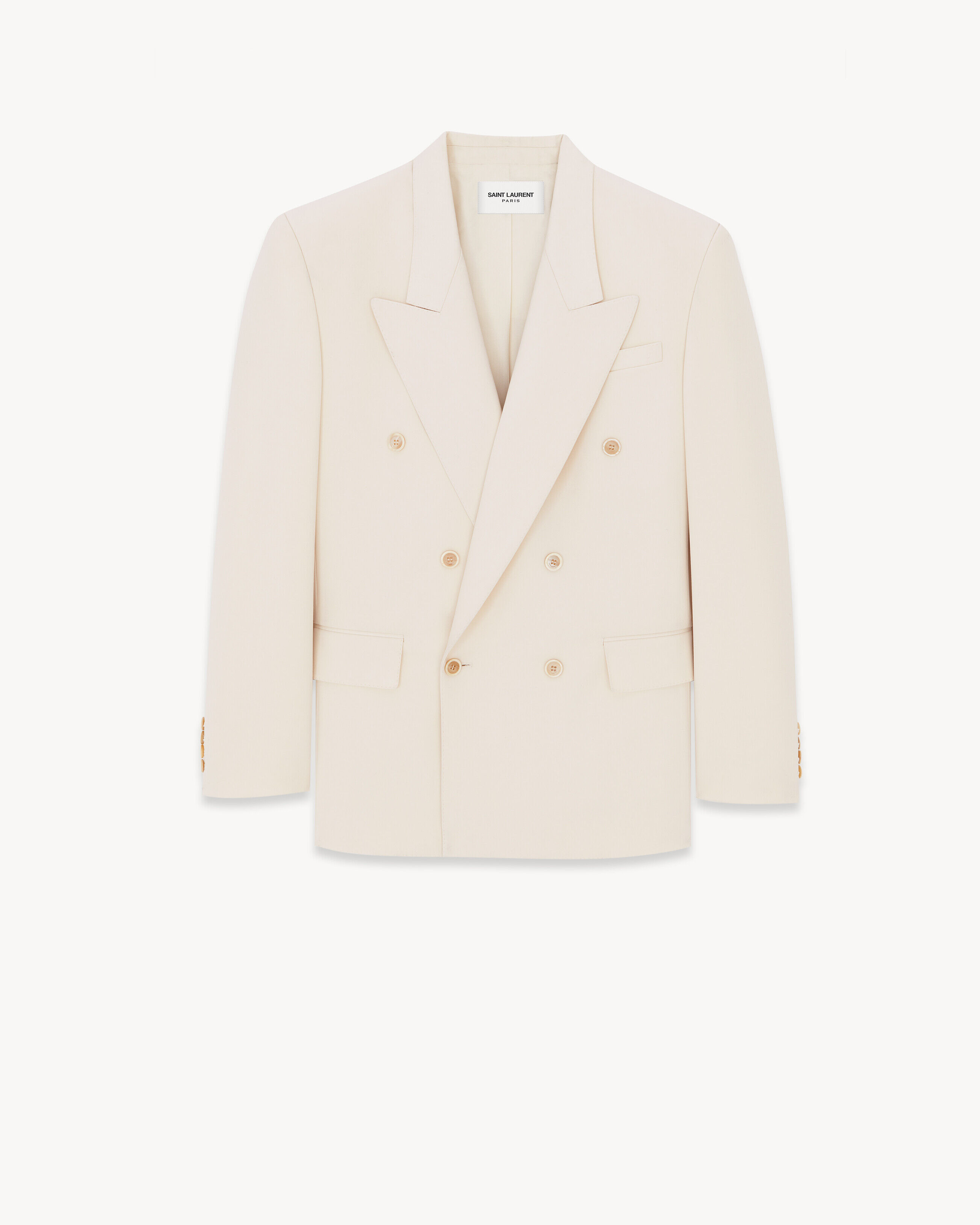 Saint Laurent Veste En Gabardine De Laine - Blanc - Femme - 42